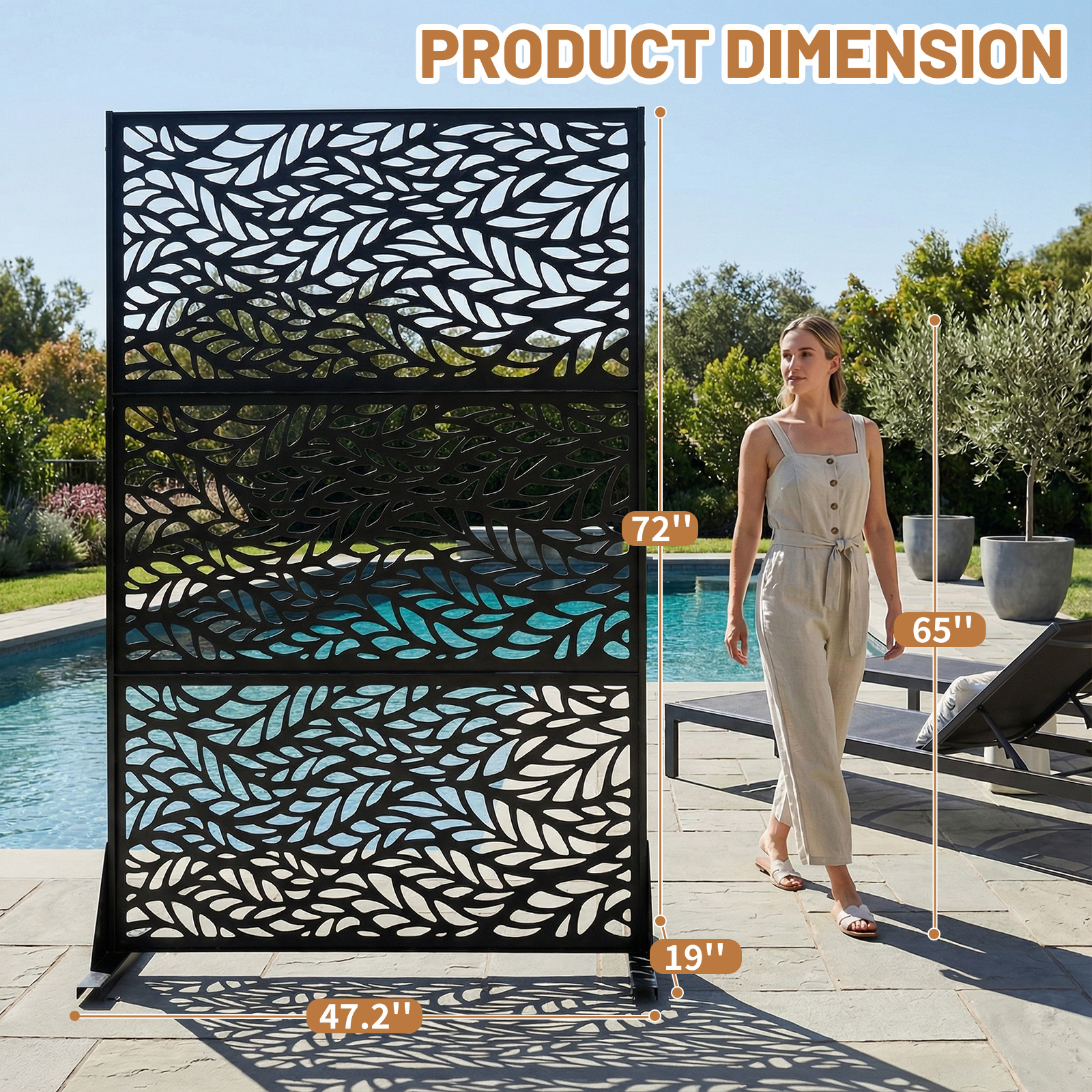 47 x 72in Iron Fence Panel Heavy Duty, Pravicy Fence for In/Outdoor Decoration