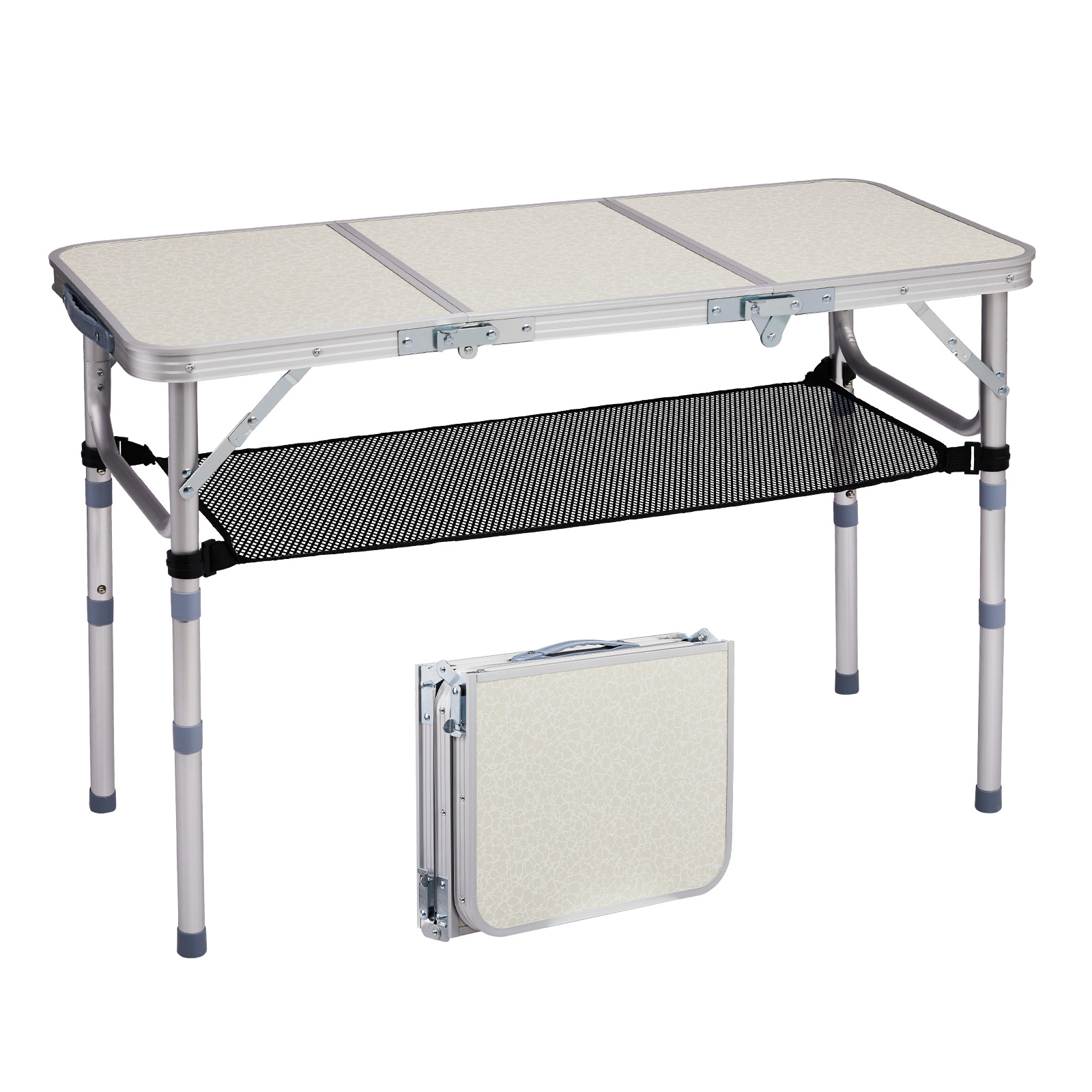 3 FT Portable Aluminum Folding Camping Table, with Bag Adjustable Height Outdoor