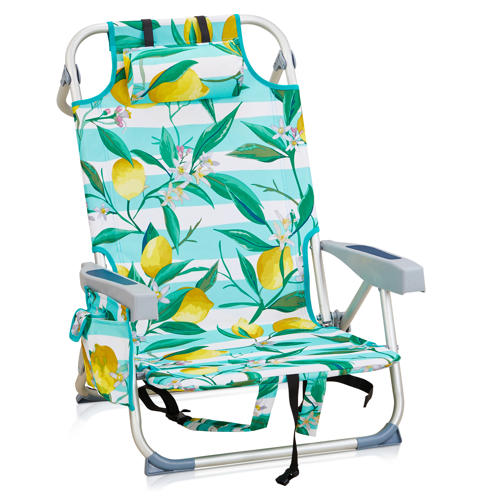 32.3" Backpack Beach Camping Chair, Folding Heavy Duty, Aluminum Reclining Chair