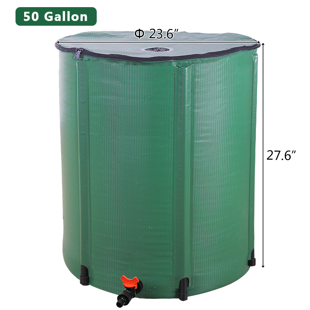 50/66/100GAL Portable Rain Barrel Water Collector Tank w/ Spigot Filter Outdoor