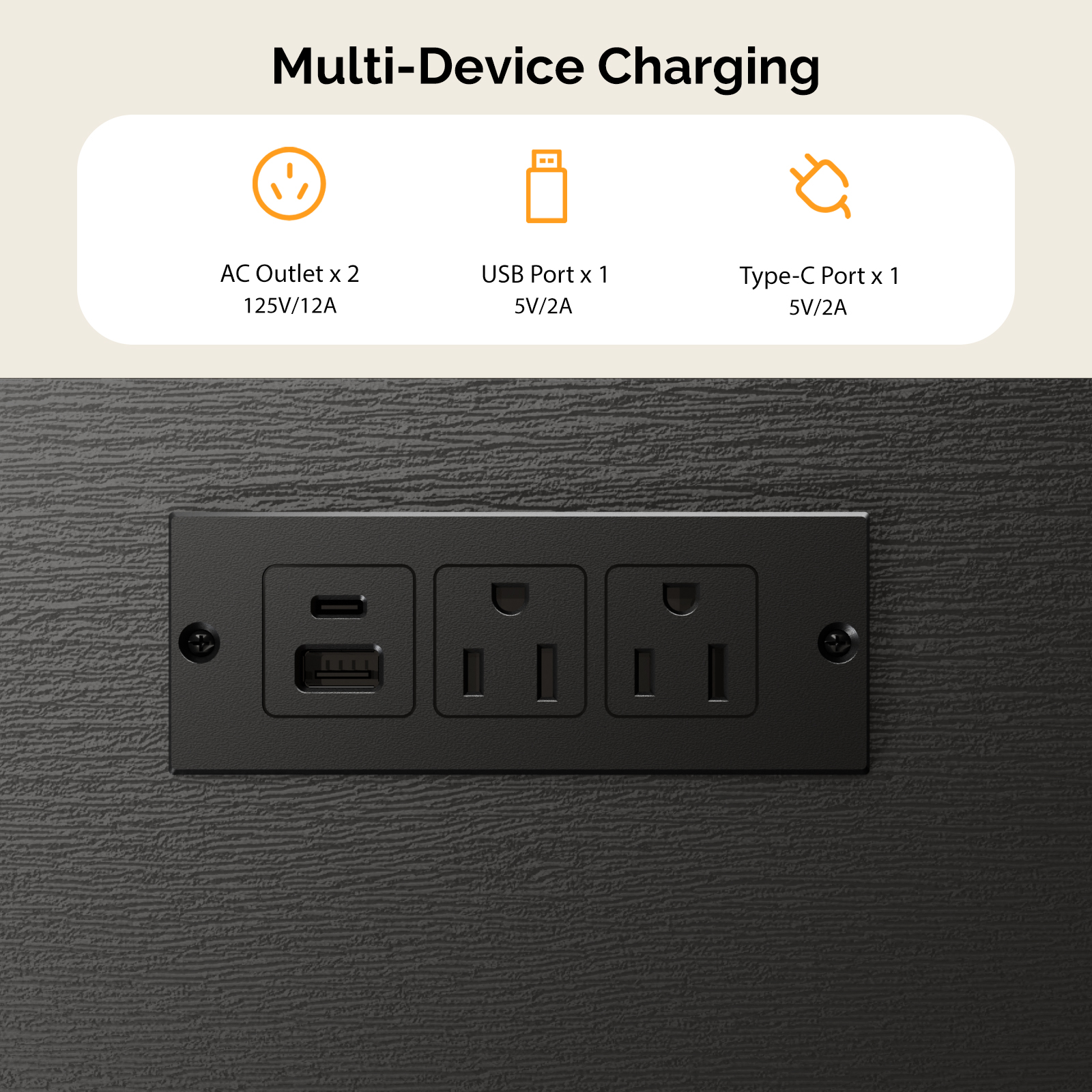 Nightstand with Charging Station Fabric Drawers Fluted Night Stand for Bedroom