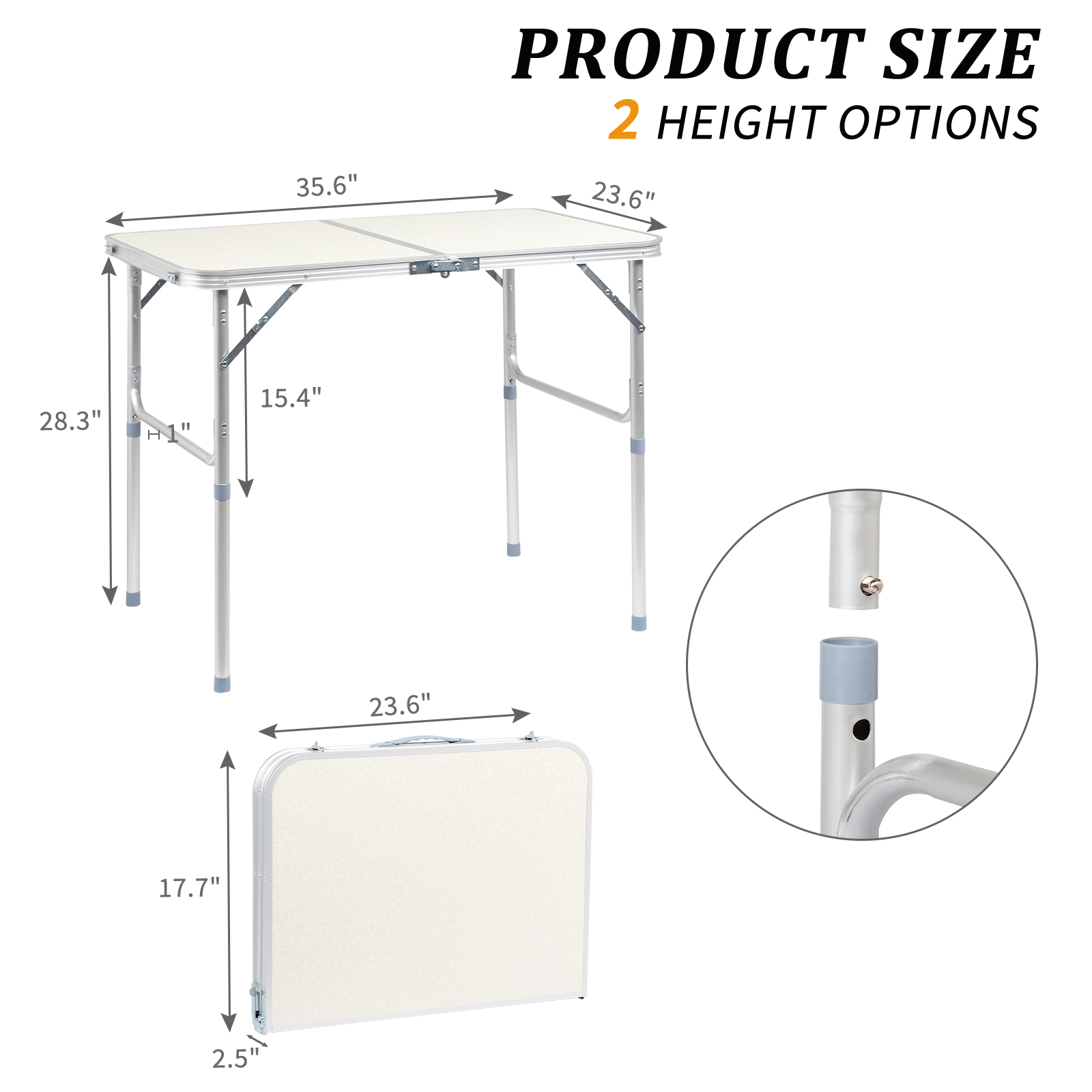 2.3/3/6FT Aluminum Folding Table Camping, Wedding Party Patio Portable Outdoor
