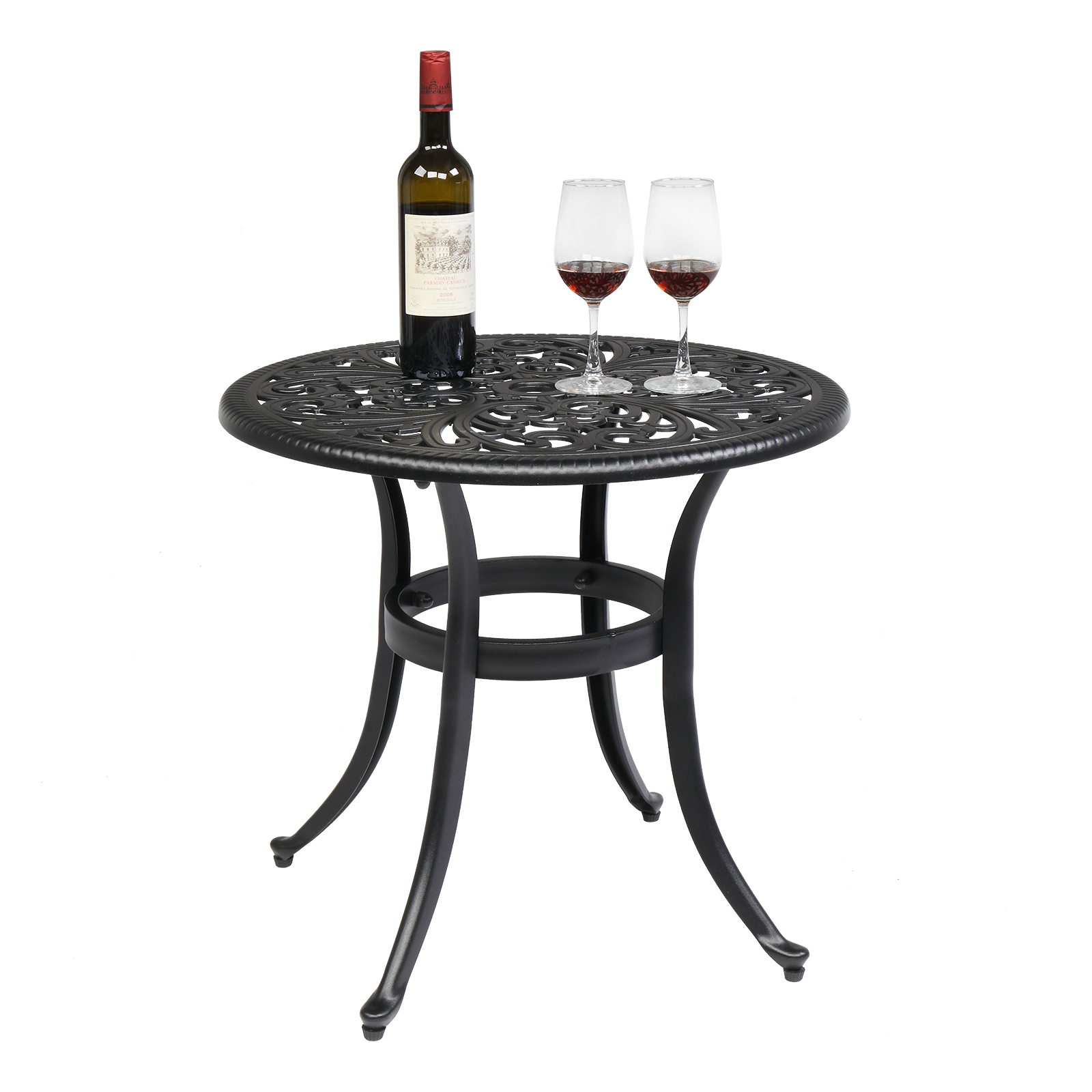 Cast Aluminum Round Table Patio End Table Side Table Bar Table White/Black