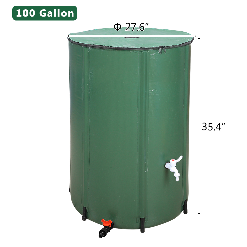 50 / 66 / 100Gallon Portable Rain Barrel Water Collector Tank w/ Spigot Filter