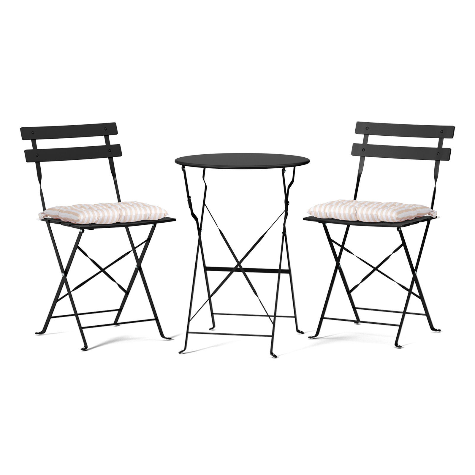 3PCS Folding Bistro Table Chairs, Dining Set Furniture w/ Cushion for In/Outdoor
