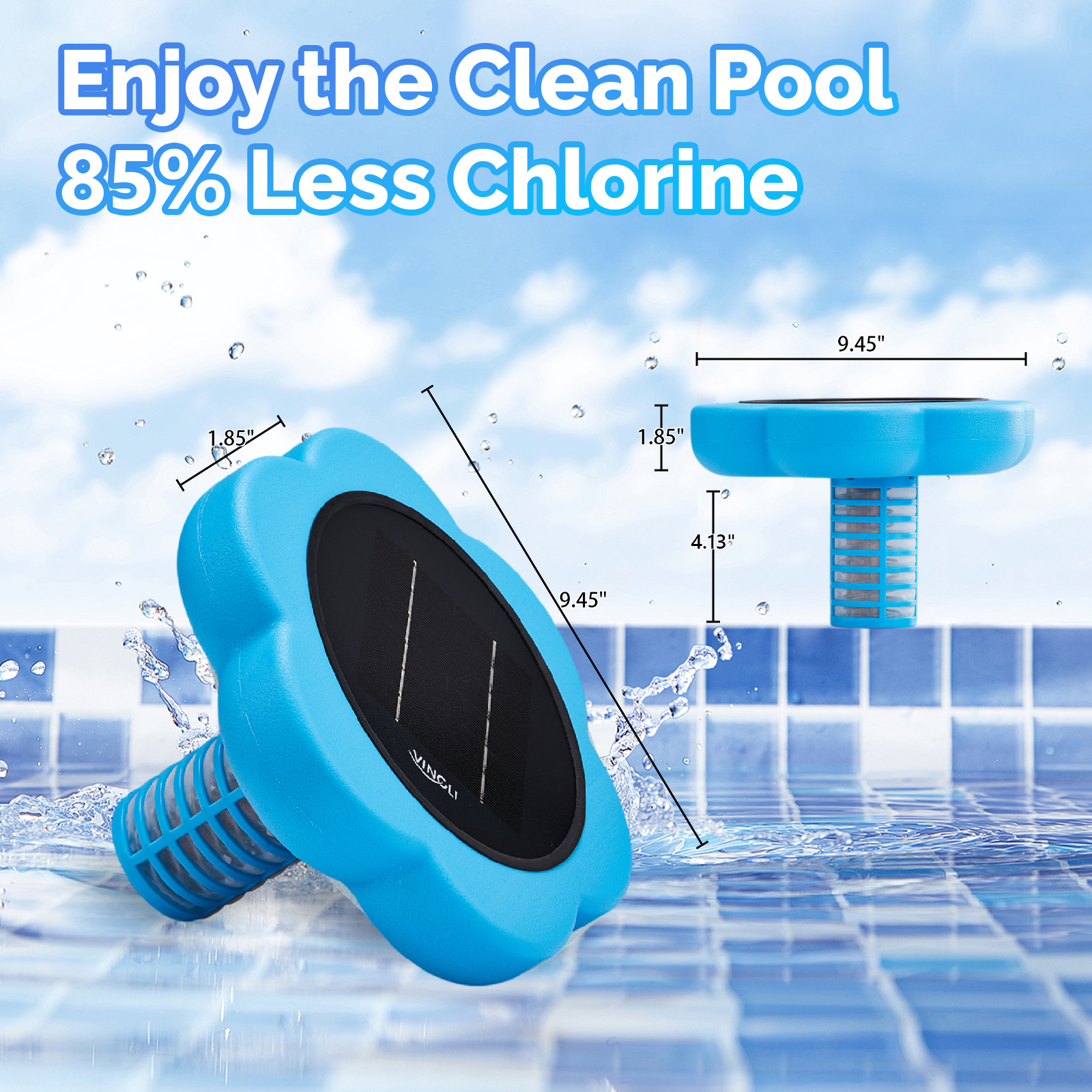 Solar Copper Pool Ionizer for Water Clarification Above Ground Inground Pool