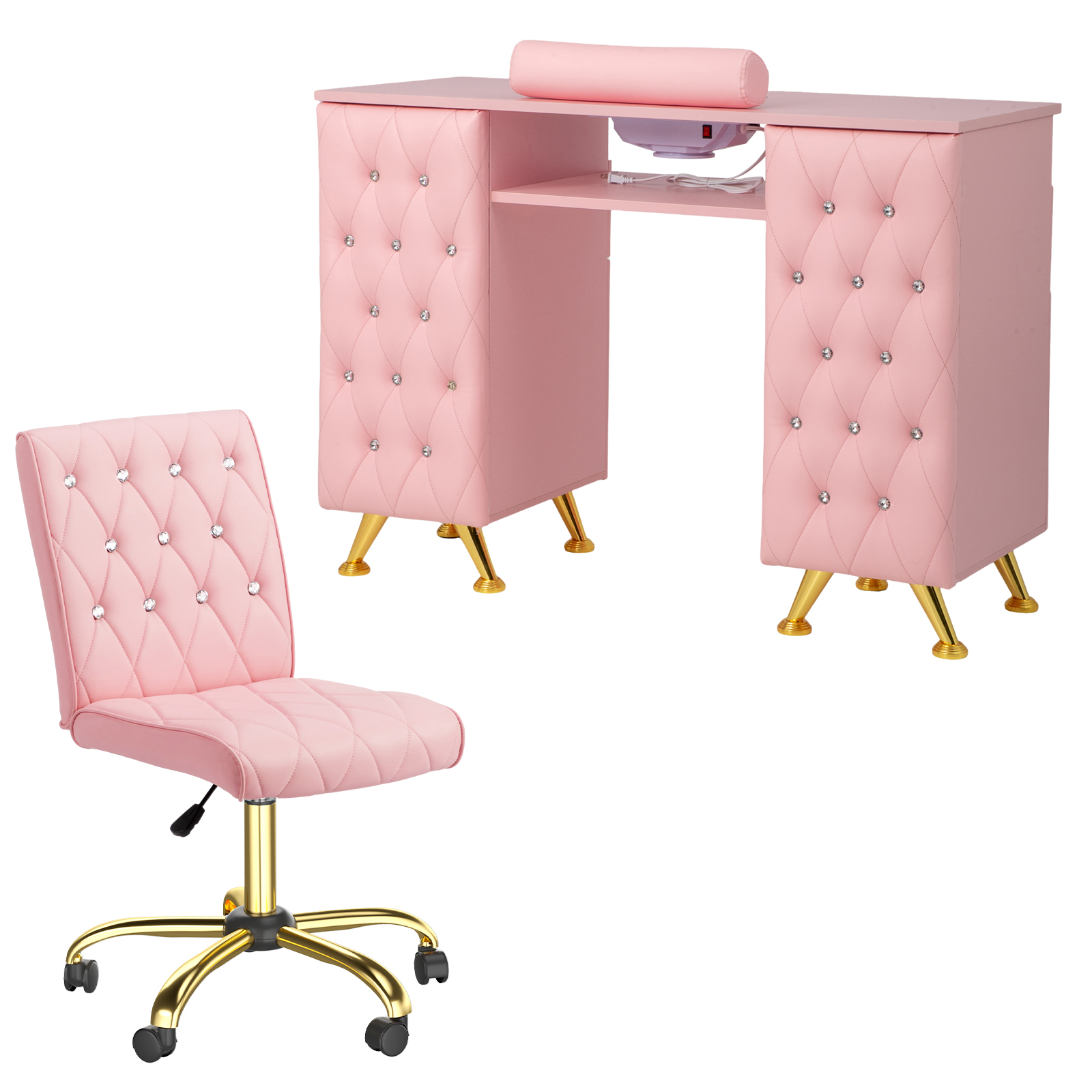 Manicure Table and Chair Set with Dust Collector, Nail Station for Salon Beauty