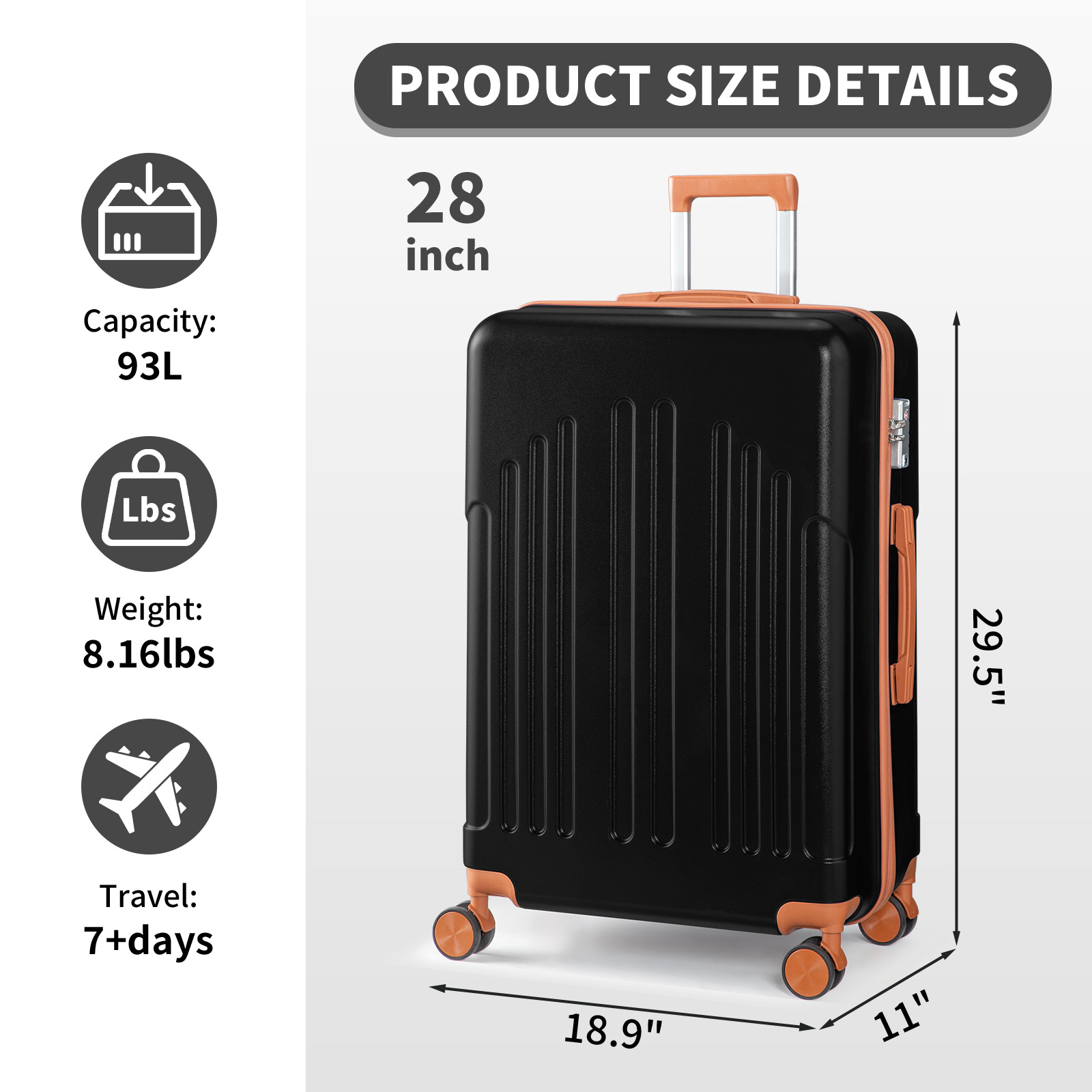 With Spinner Wheels Lightweight Suitcase