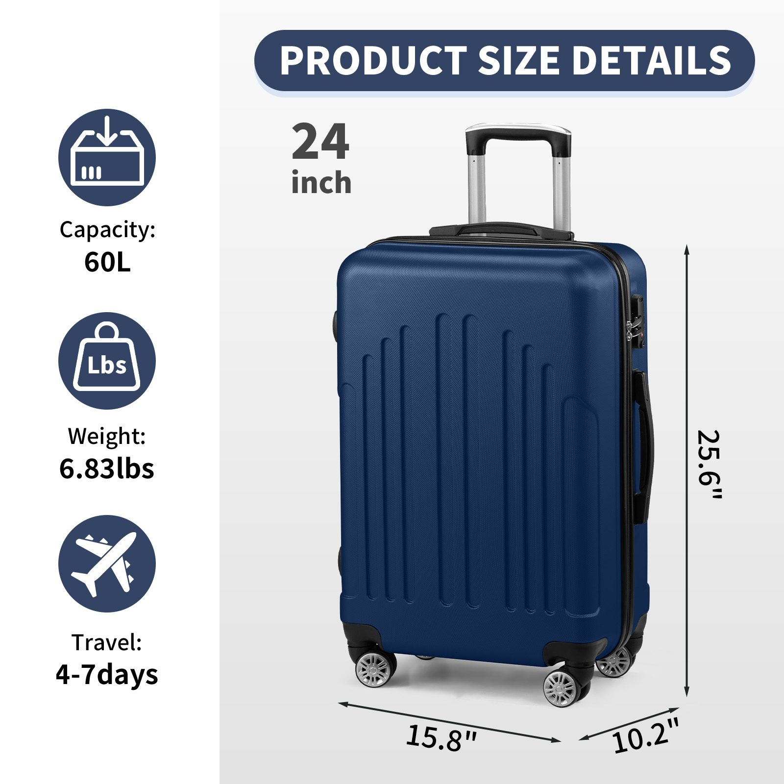 Suitcase With Spinner Wheels & Tsa Lock