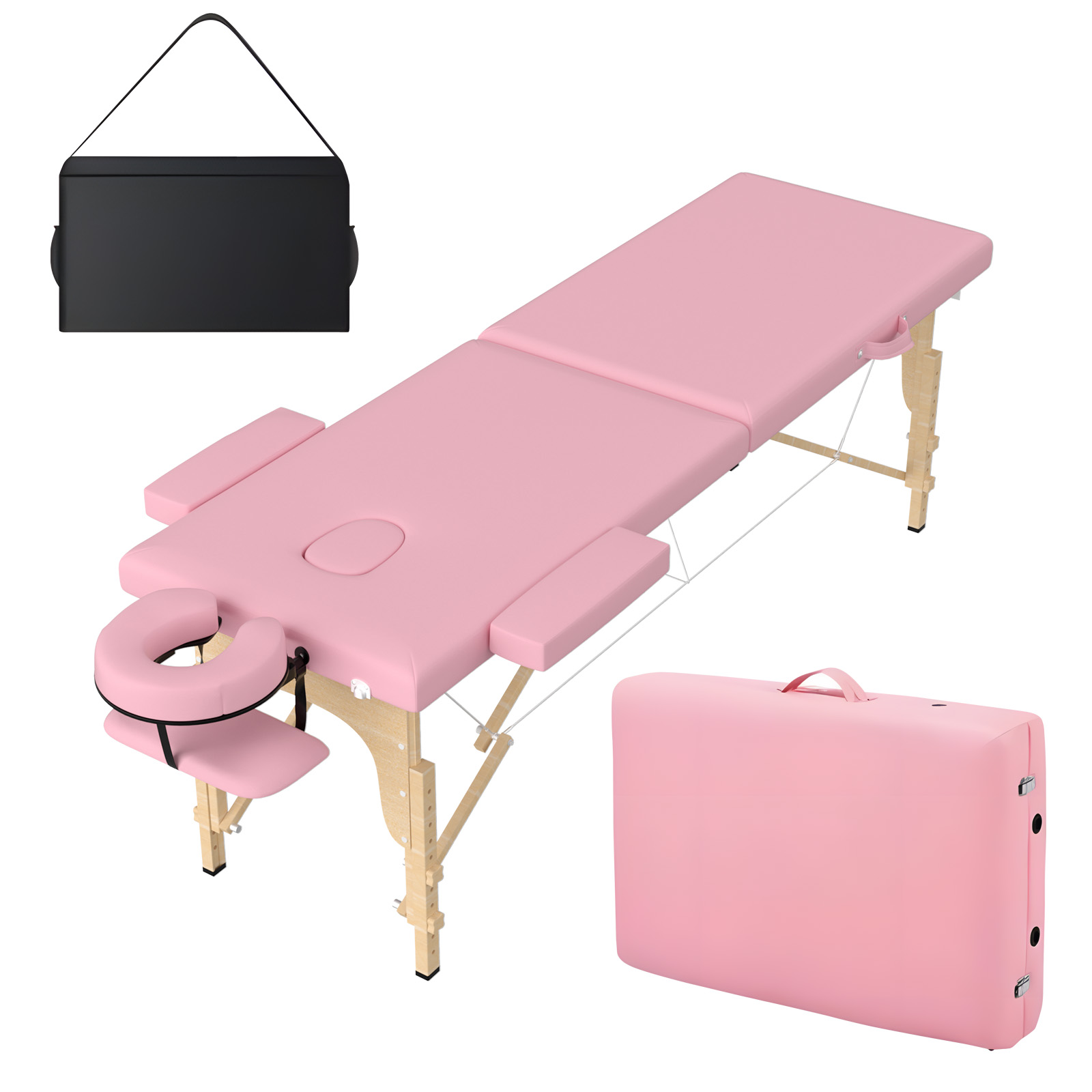 Portable Foldable Massage Table, 2-Fold Professional Massage Bed