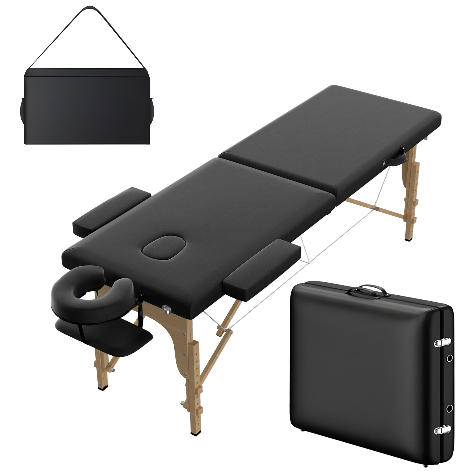 Lightweight Foldable Massage Table 2-Fold Portable Massage Bed with Carrying Bag