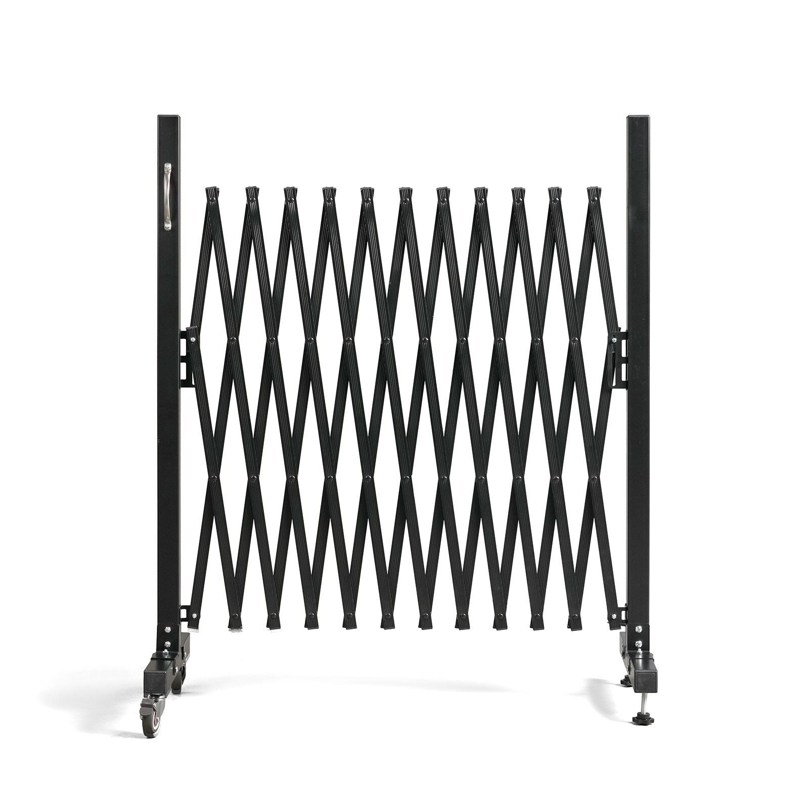 11.5FT Expandable Metal Safety Barricade Gate, Steel Barrier, w/ Wheels Outdoor