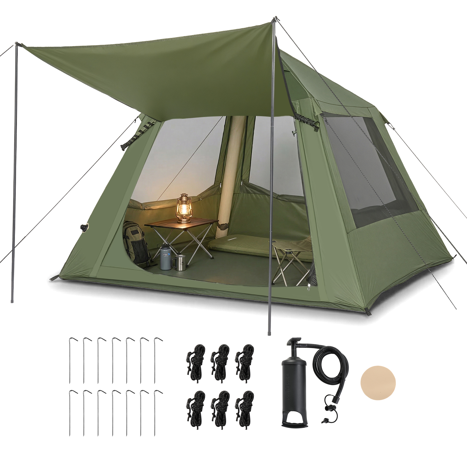 Inflatable Tents for 2-5 Person Camping Tent, Blow Up Tent with Hand Pump