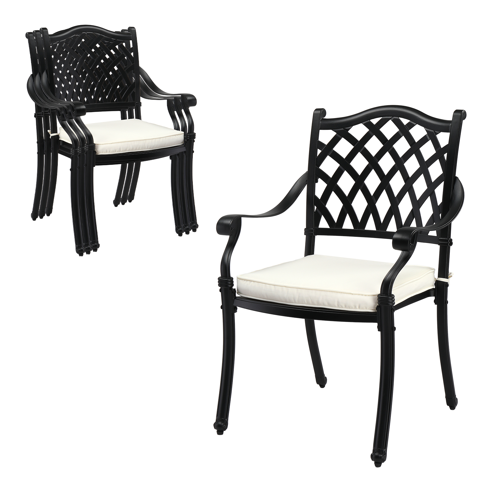 Patio Chairs 2PCS Dining Chairs Stackable Metal Armrest Chairs for In/Outdoor