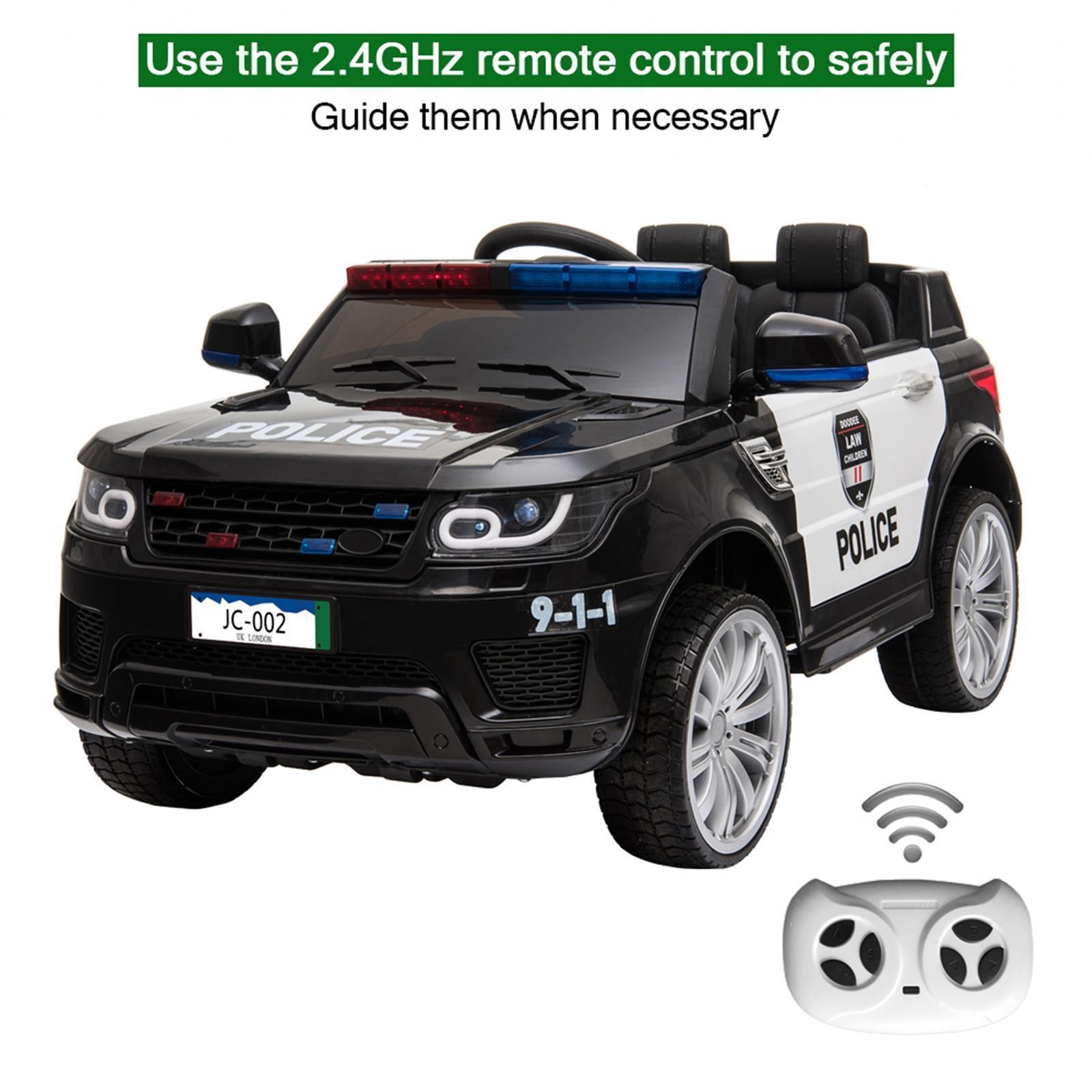 Electric Police Car Kids Ride On SUV Toy RC w/ Remote LED Light for 3 to 8 Ages