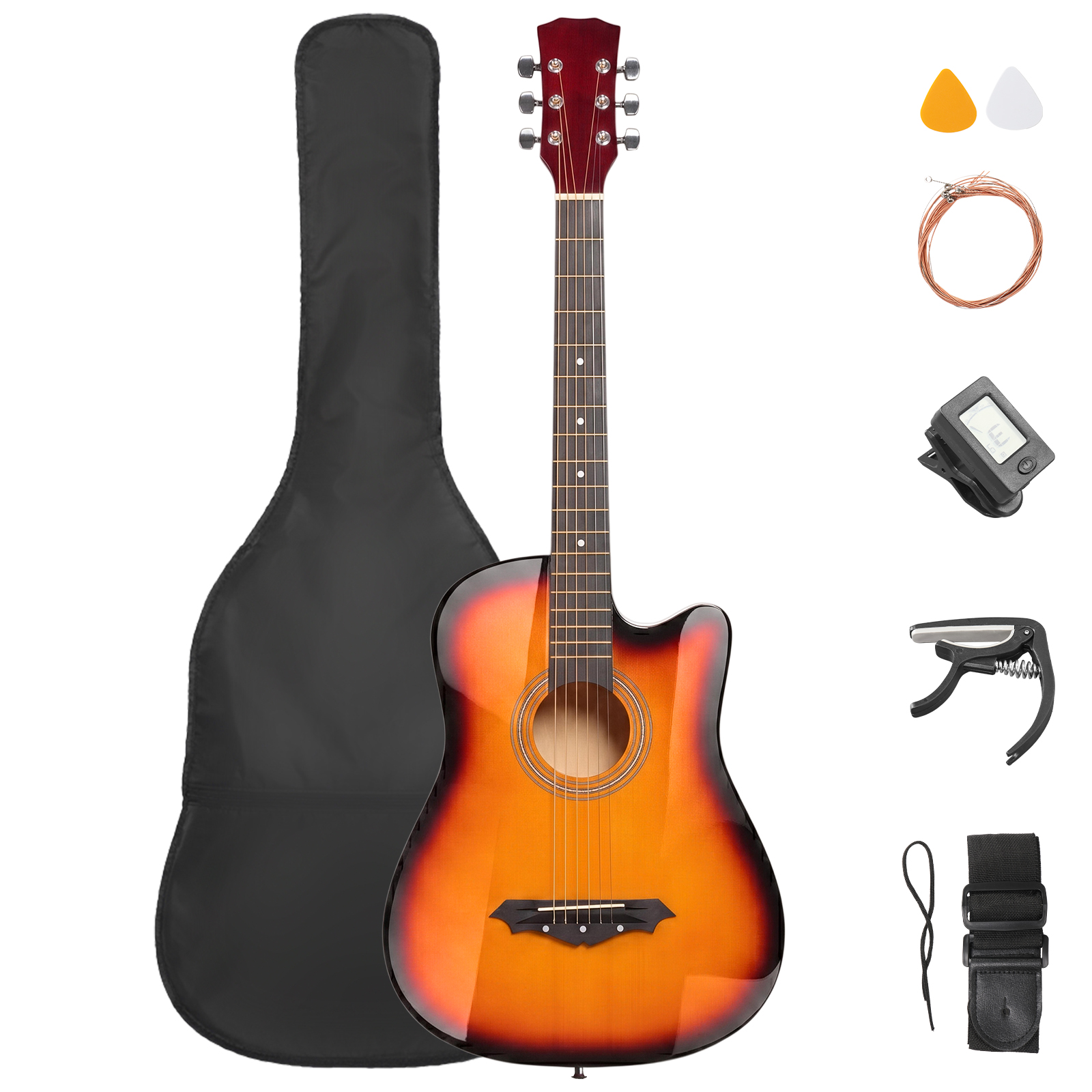 Ktaxon Beginner Acoustic Guitar, 6 String Basswood Classical Guitars Full Kit