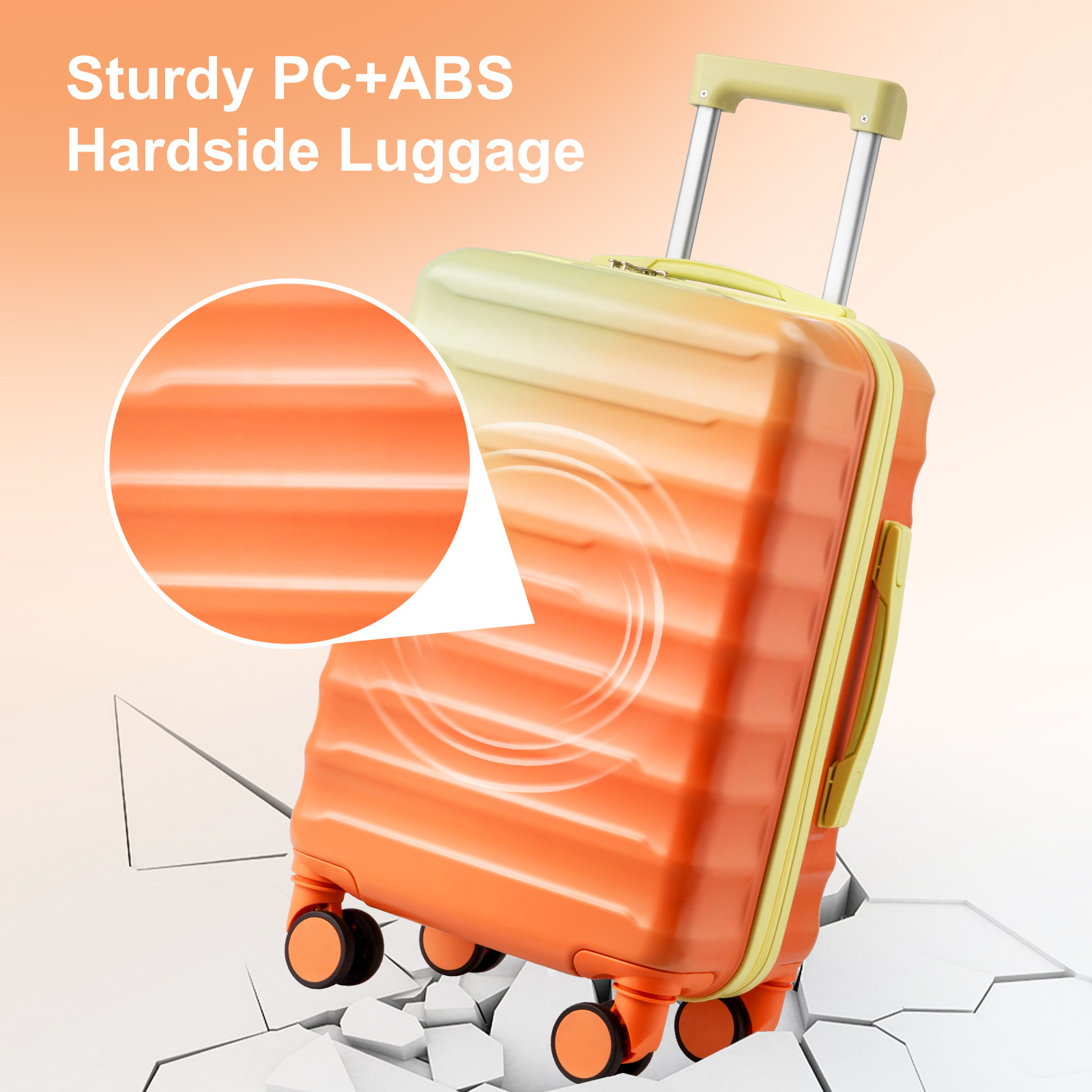 Carry on Luggage 20″/24″/28″ 3 Piece PC+ABS Multicolor Hardshell Suitcase Set
