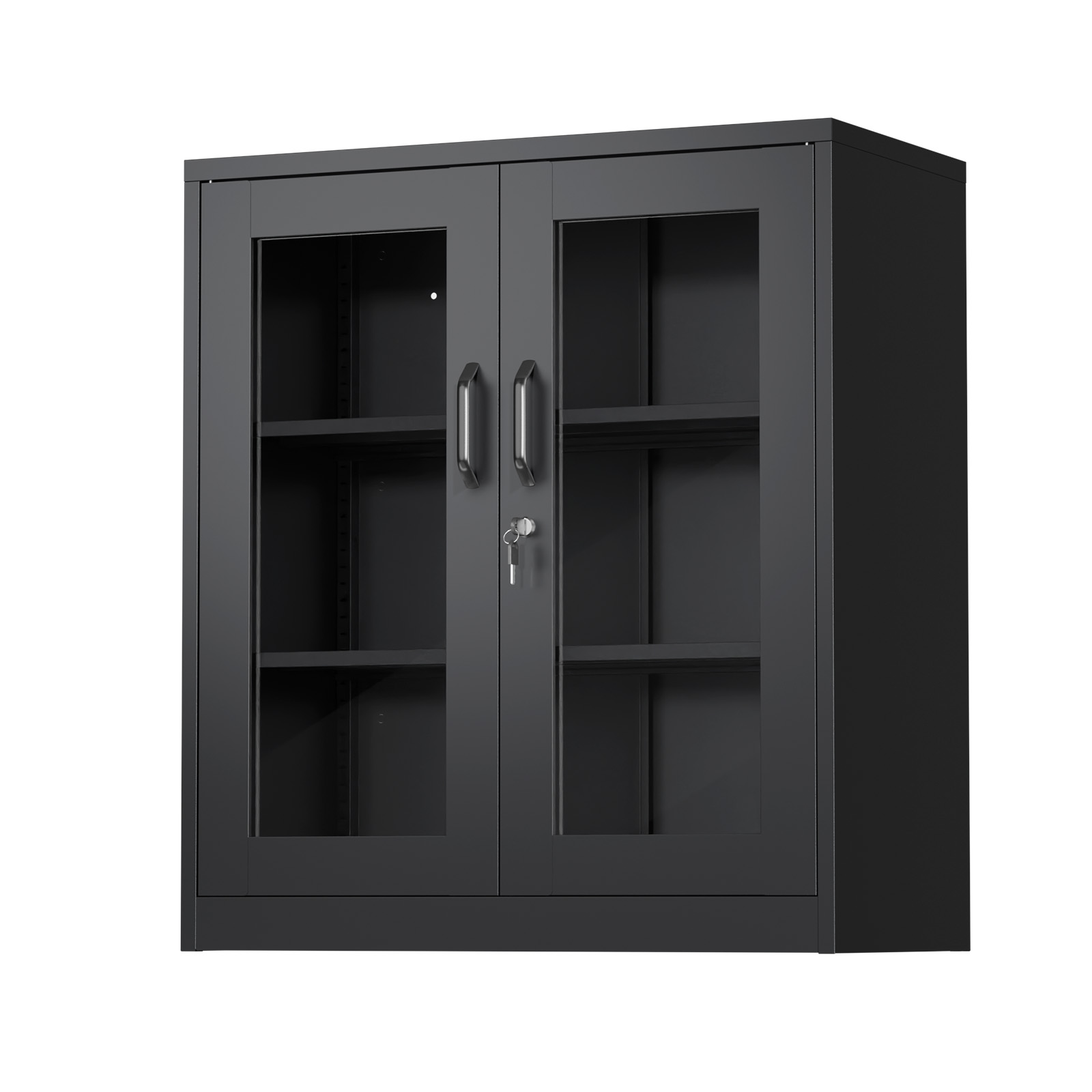 New Lockable Display Bookshelf with Tempered Glass Door and Adjustable Shelves