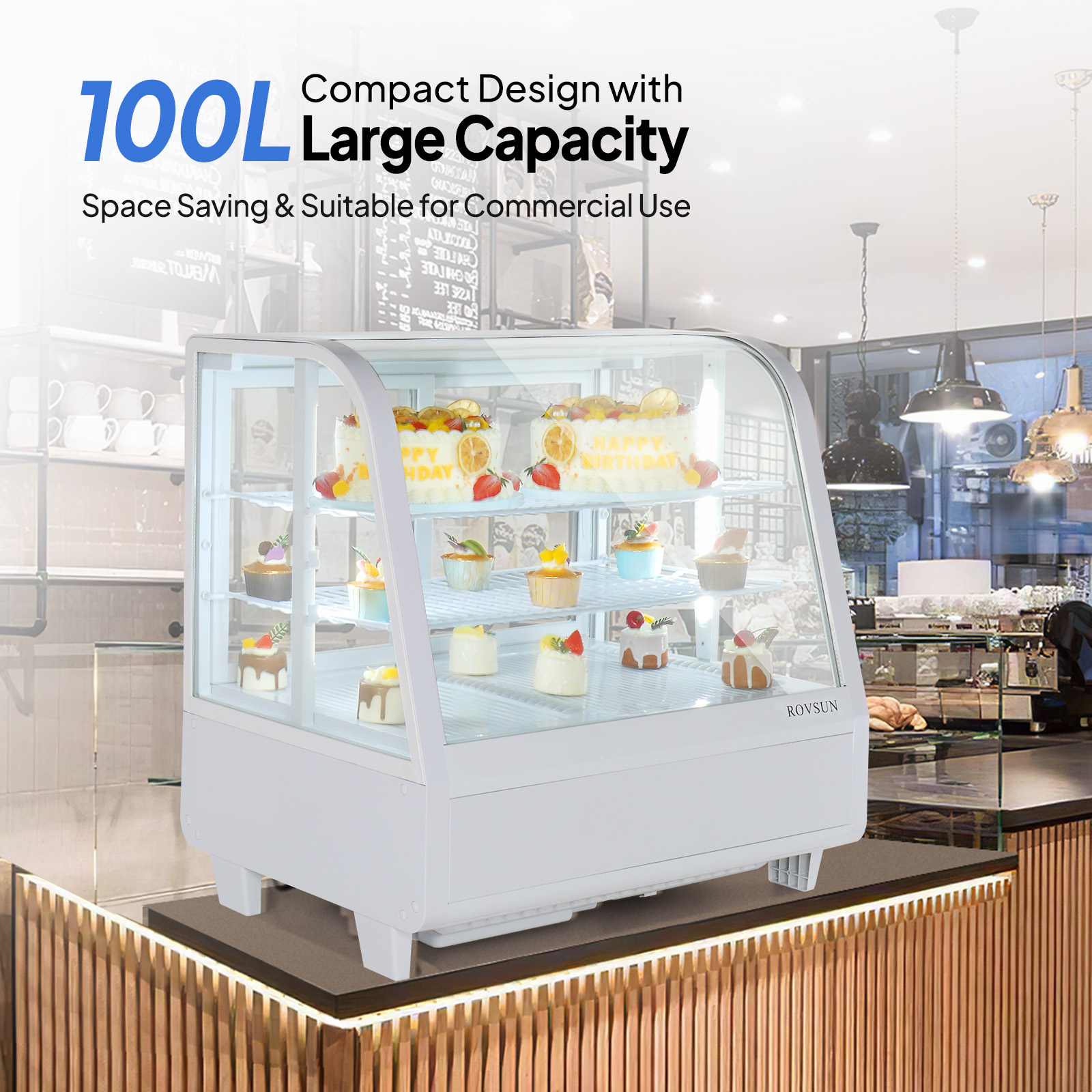 ROVSUN Electric Commercial 3.5 Cu.Ft Refrigerated Display Case Countertop Fridge