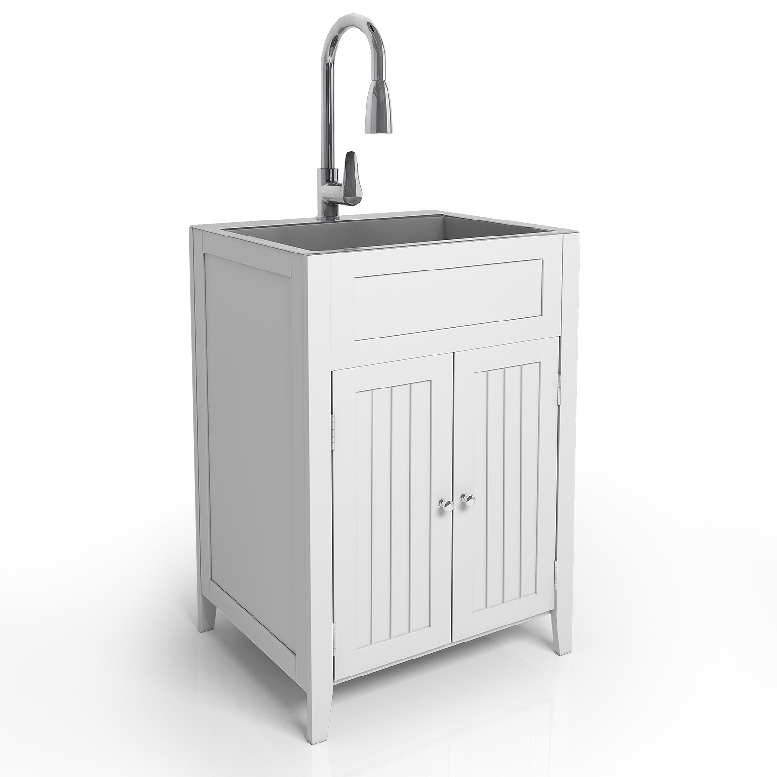 Laundry Stainless Steel Sink with Pull Out Sprayer Faucet for Utility Room Home