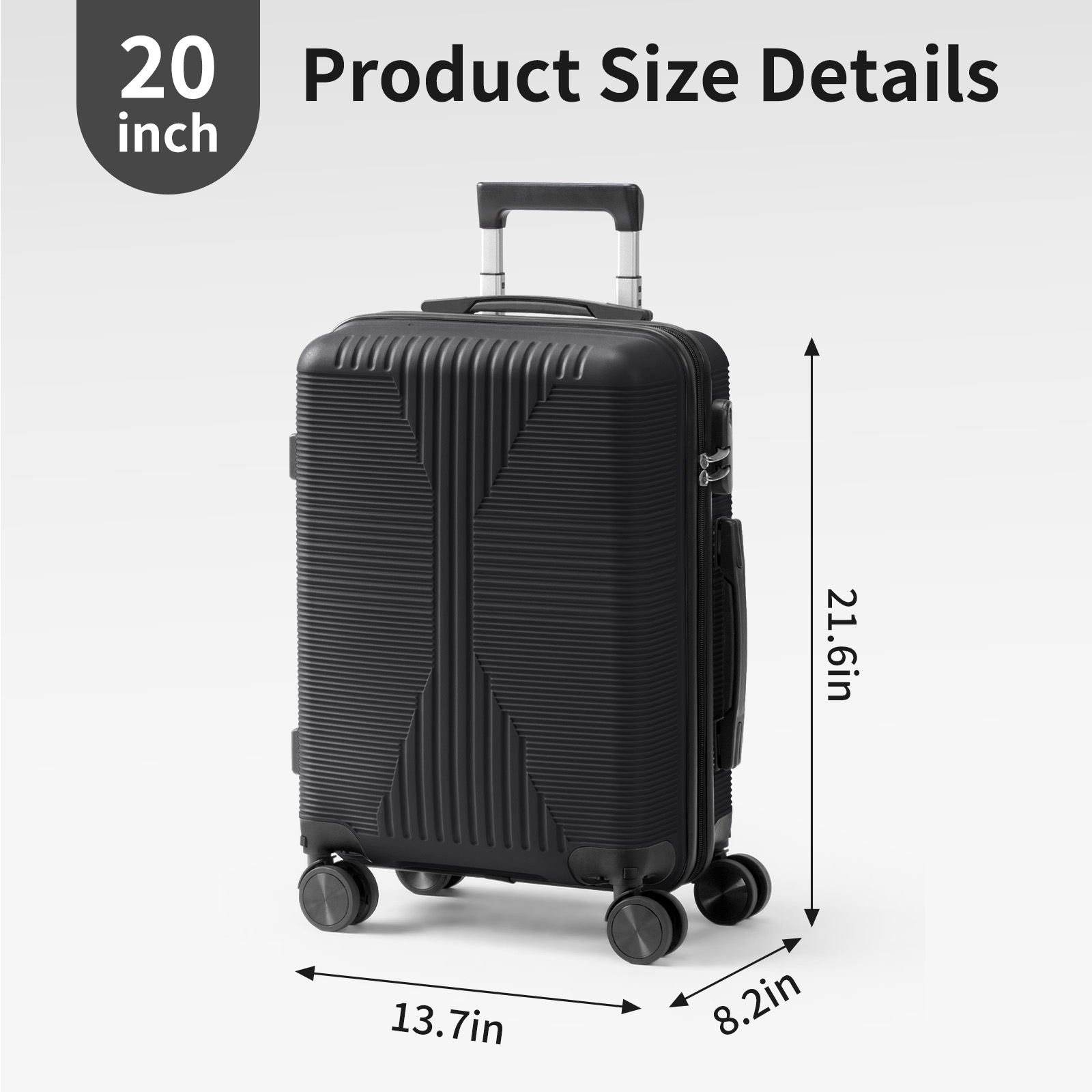 20″ 24″ 28″ Carry On Luggage Case Spinner Telescopic Handle Built-in Lock