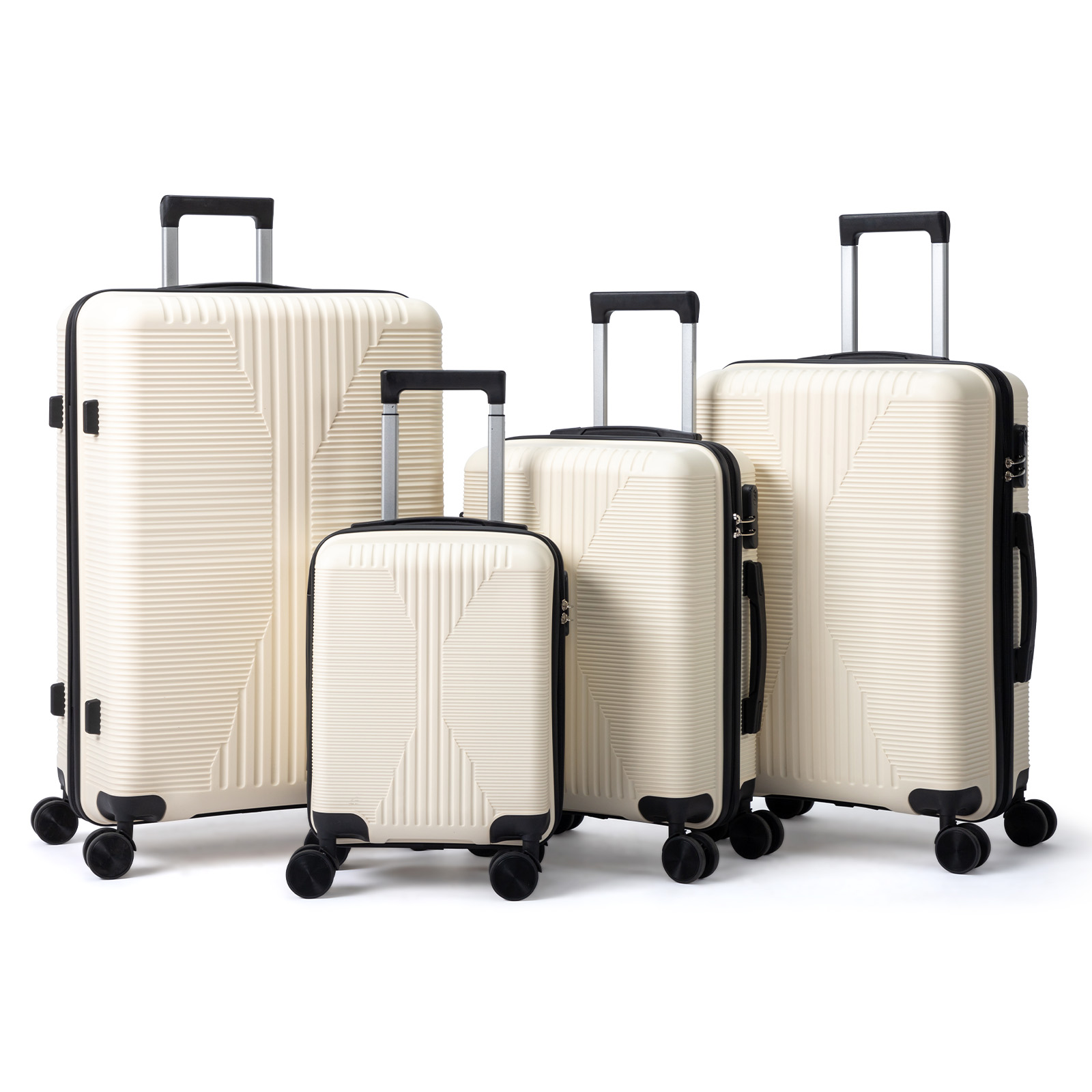 4 Piece Carry On Hardside Luggage Set Spinner Wheels Built-in Lock for Travel