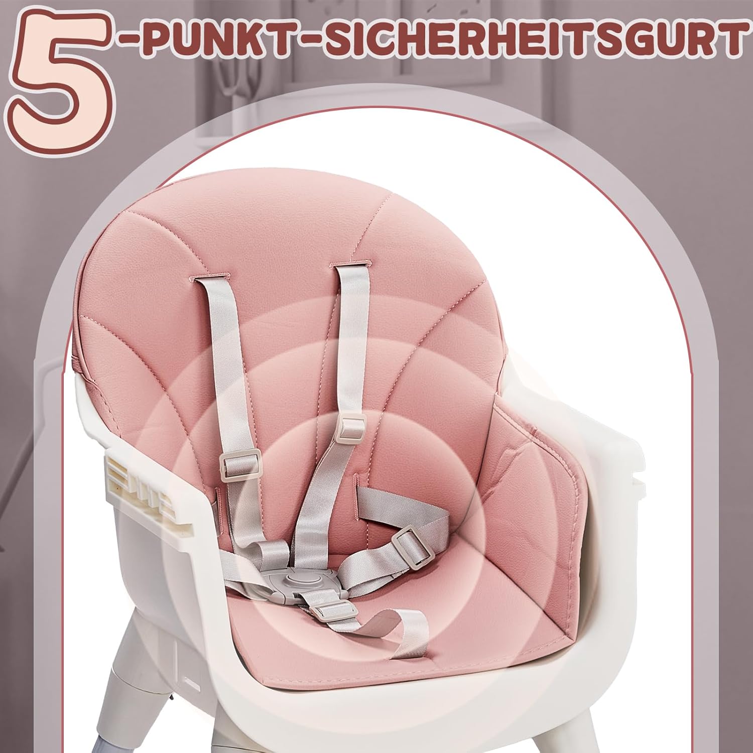 Baby Hochstuhl mit Polster, Höhenverstellbarer Hochstuhl für Babys ab 6 Monaten - Produktbild 7