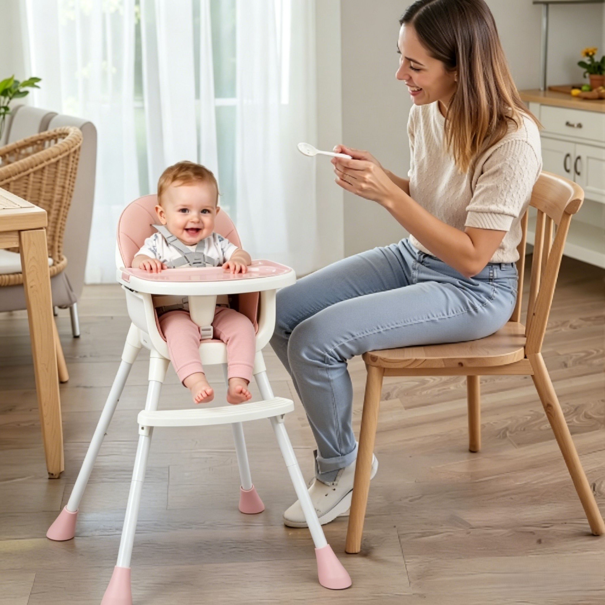 Baby Hochstuhl mit Polster, Höhenverstellbarer Hochstuhl für Babys ab 6 Monaten - Produktbild 1