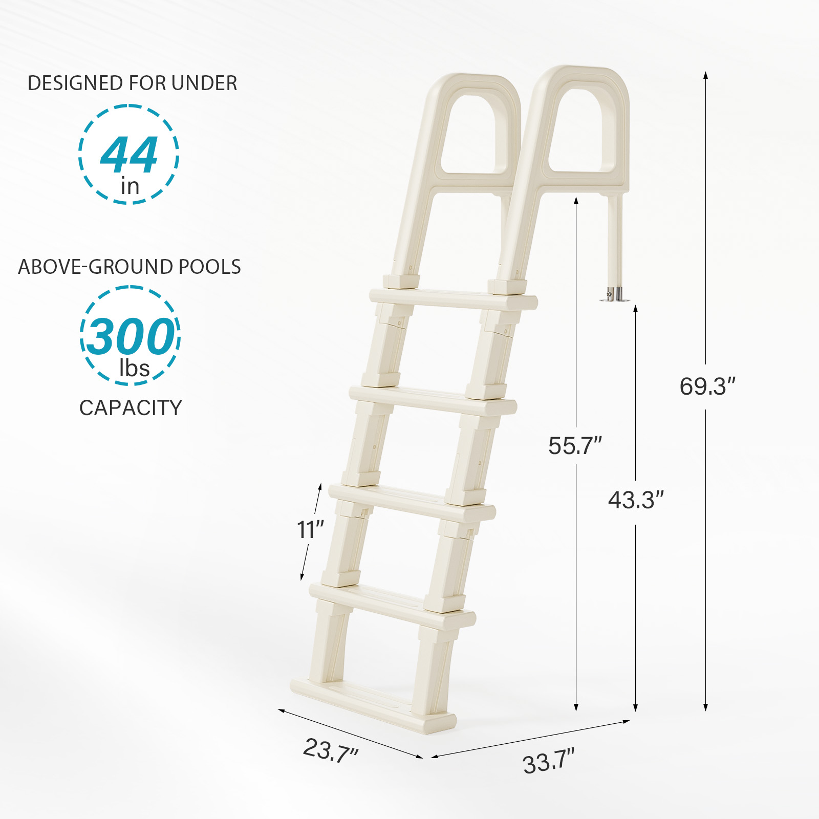 5-Step, 48-54in Ladder with Handrails for Outdoor Above-ground Swimming Pool