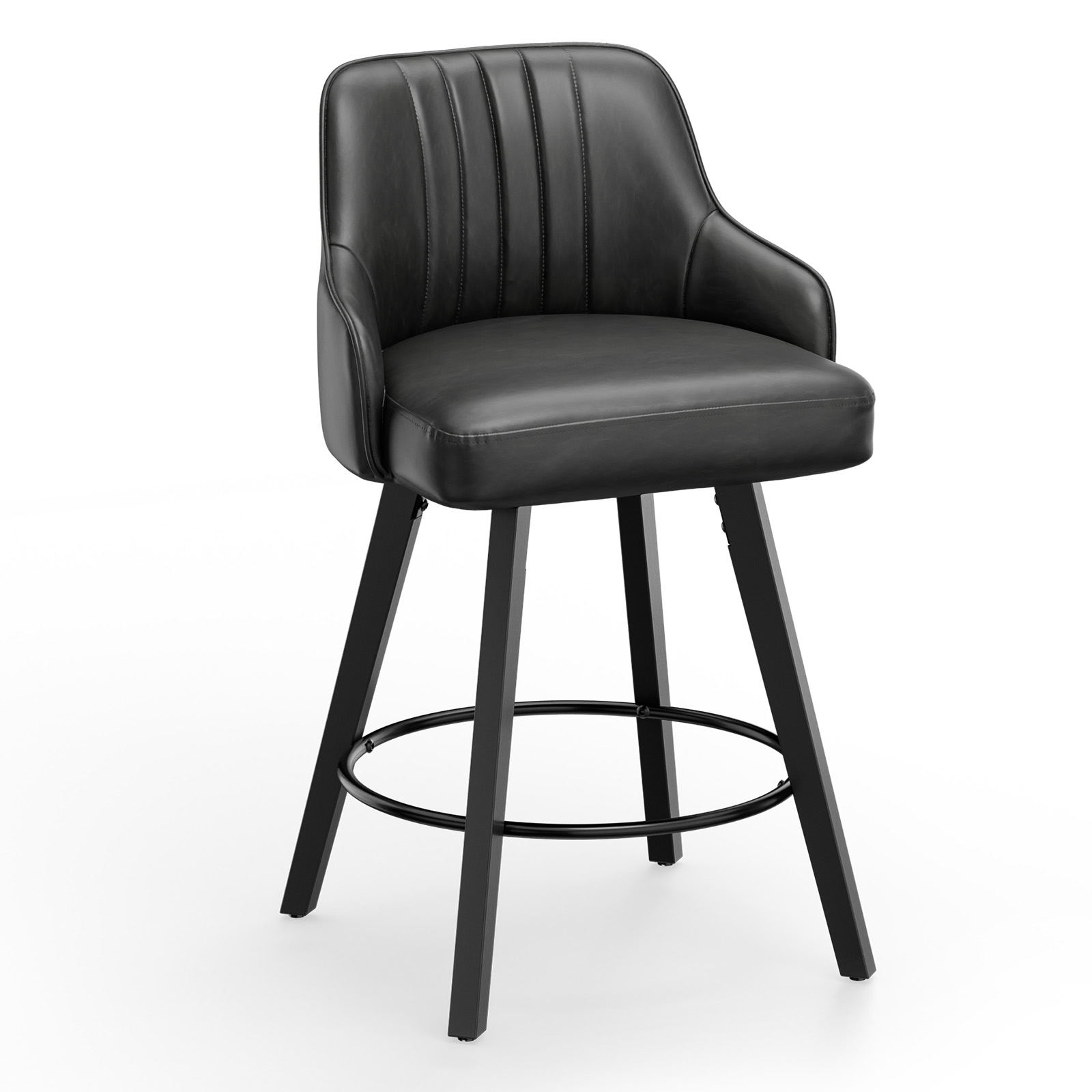 Rotating 360° Smooth Rotation, Vertical Stripe Back Support, Solid Wood Legs