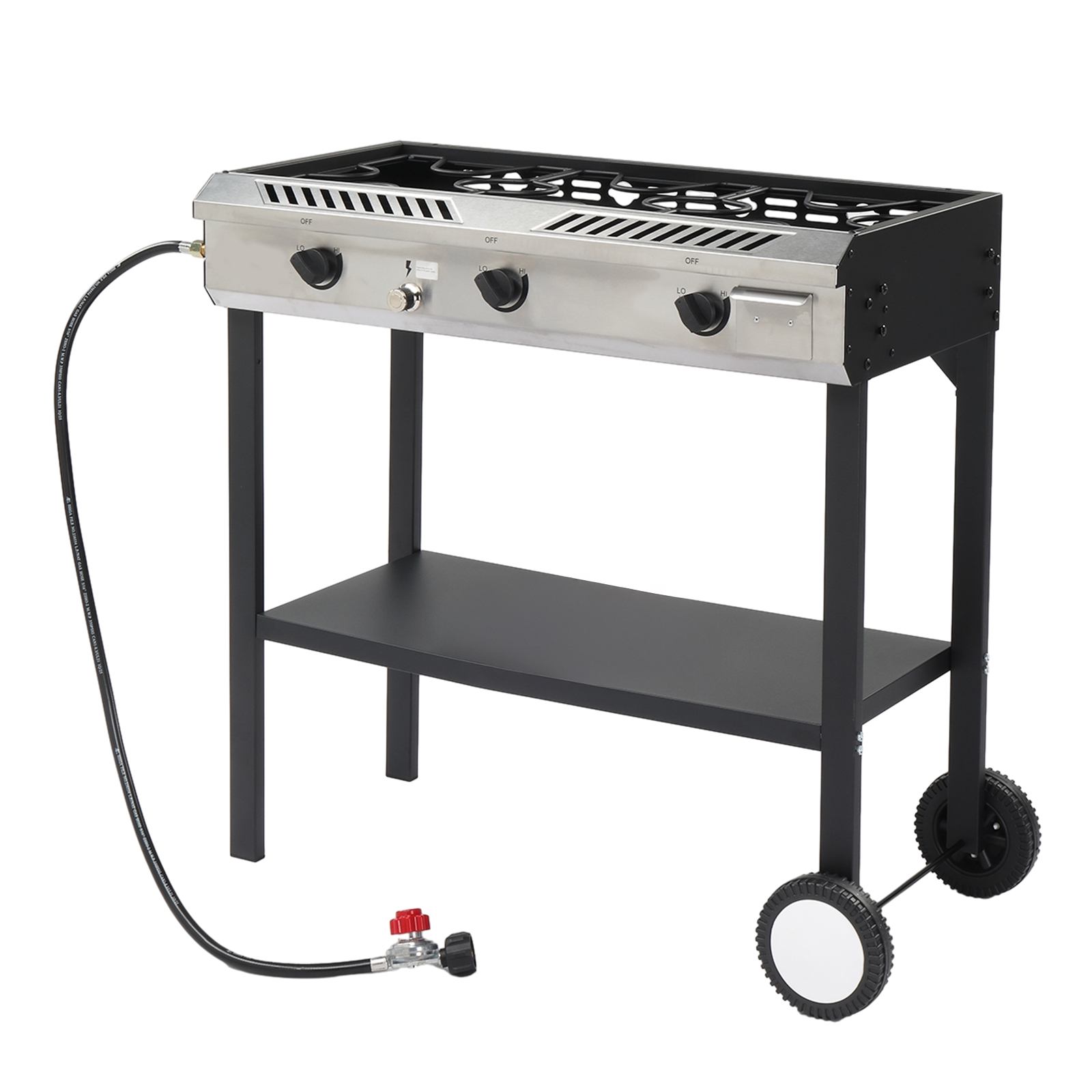 2 / 3 Burner Camping Electric Ignition Stove Propane w/ Shelf / Side Table Grill
