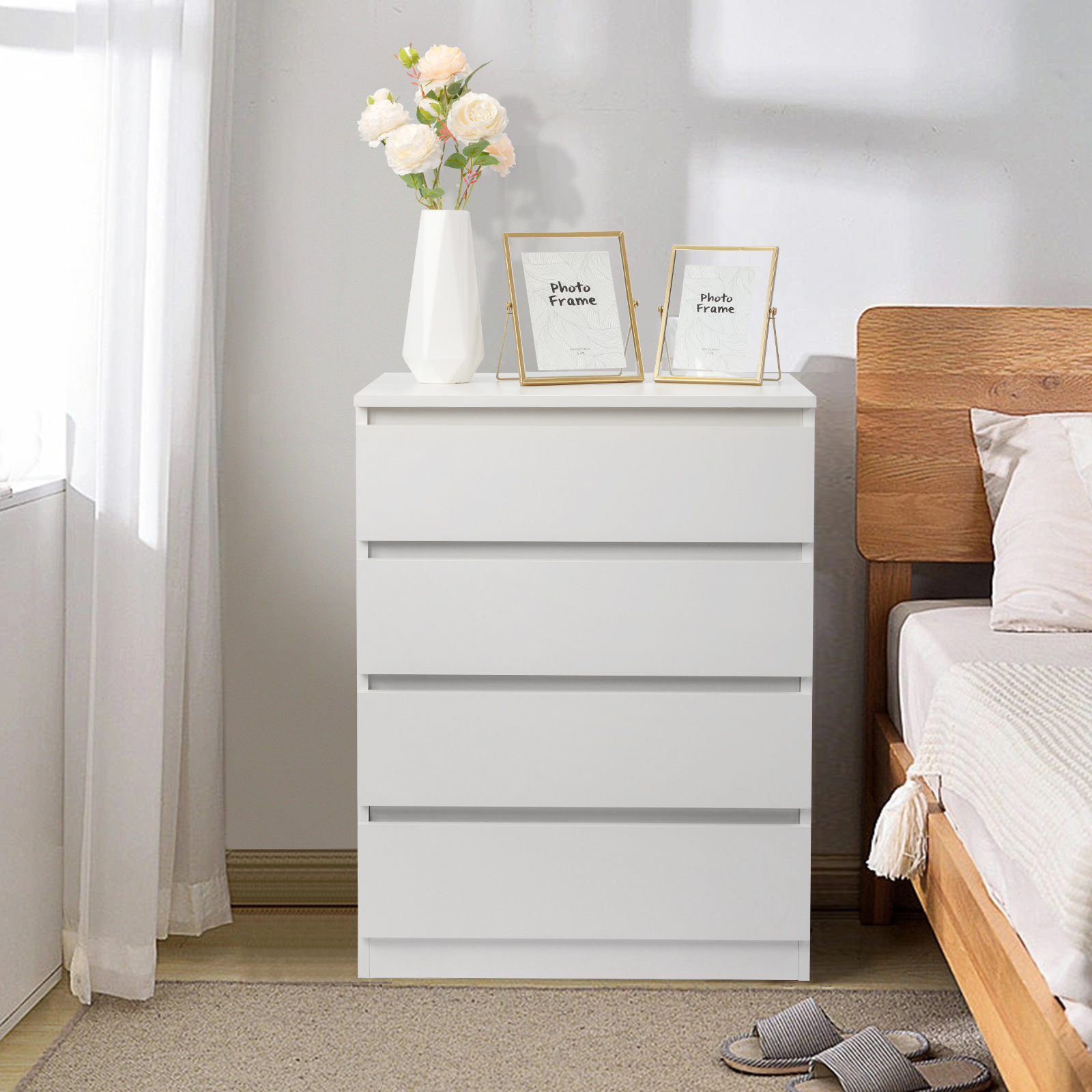 Modern 4 Drawer Tall Dresser Chest of Drawers Bedroom Storage Cabinet Organizer