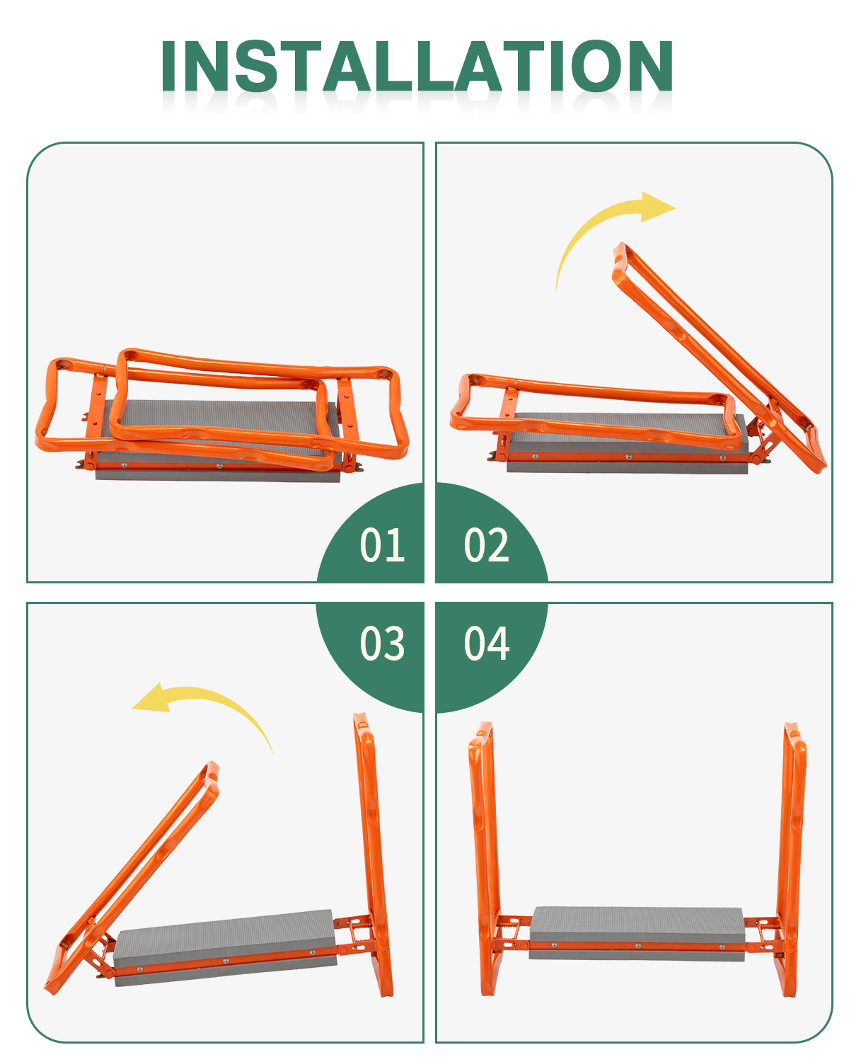 Garden Kneeler 3-in-1 Folding Kneeling Stool With Handles Tool Bag & Claw Gloves - Produktbild 5