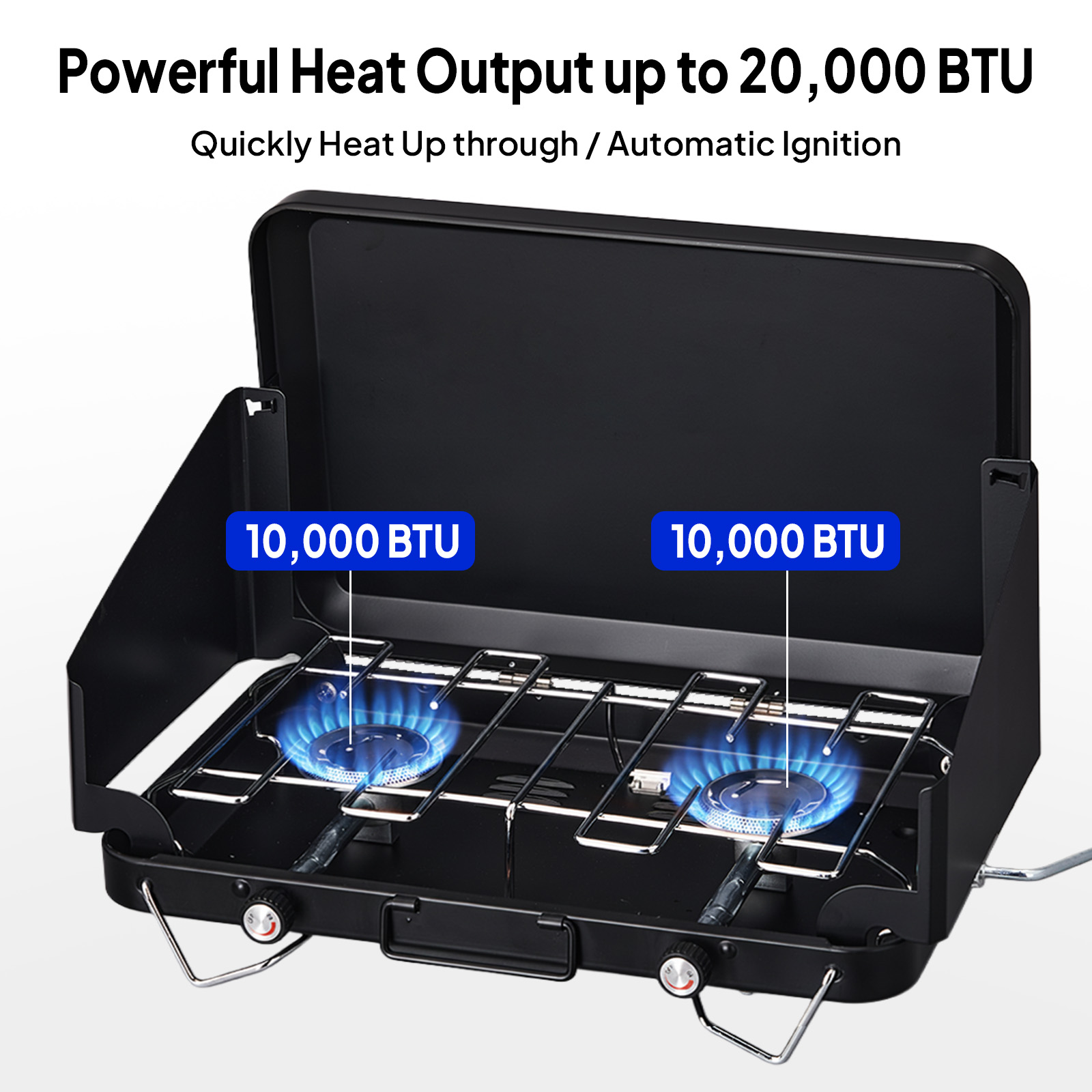 Portable Camp Stove 2/3 Burner w/ Handle Foldable Wind Panel for Outdoor Camping