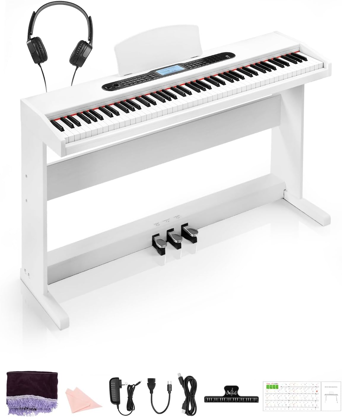 88 Key Digital Piano Electric Keyboard Piano W/LCD Display Furniture Stand