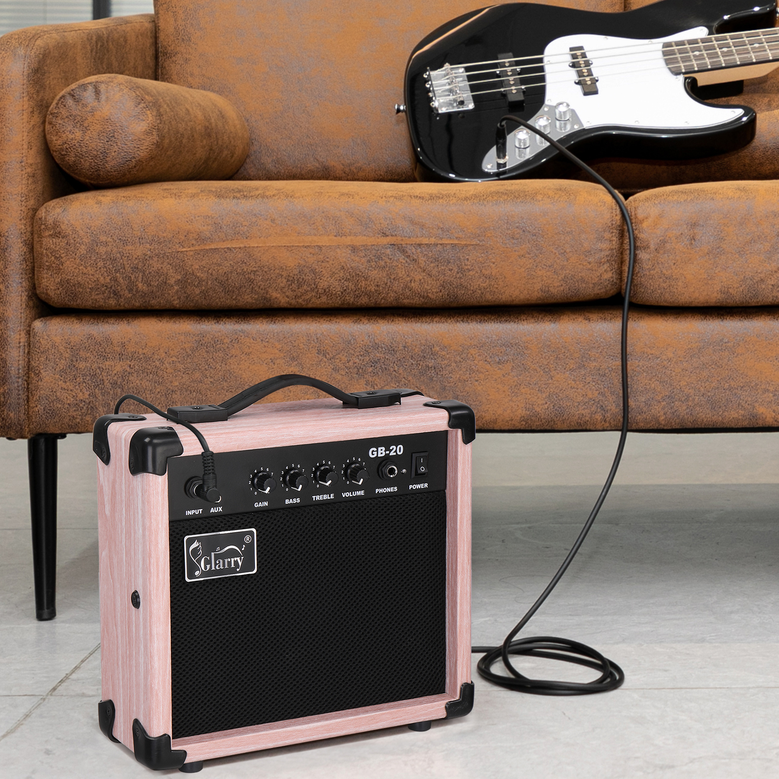 Portable 20W Amplifier Bass Amp for Bass Guitar with Headphone MP3 Input
