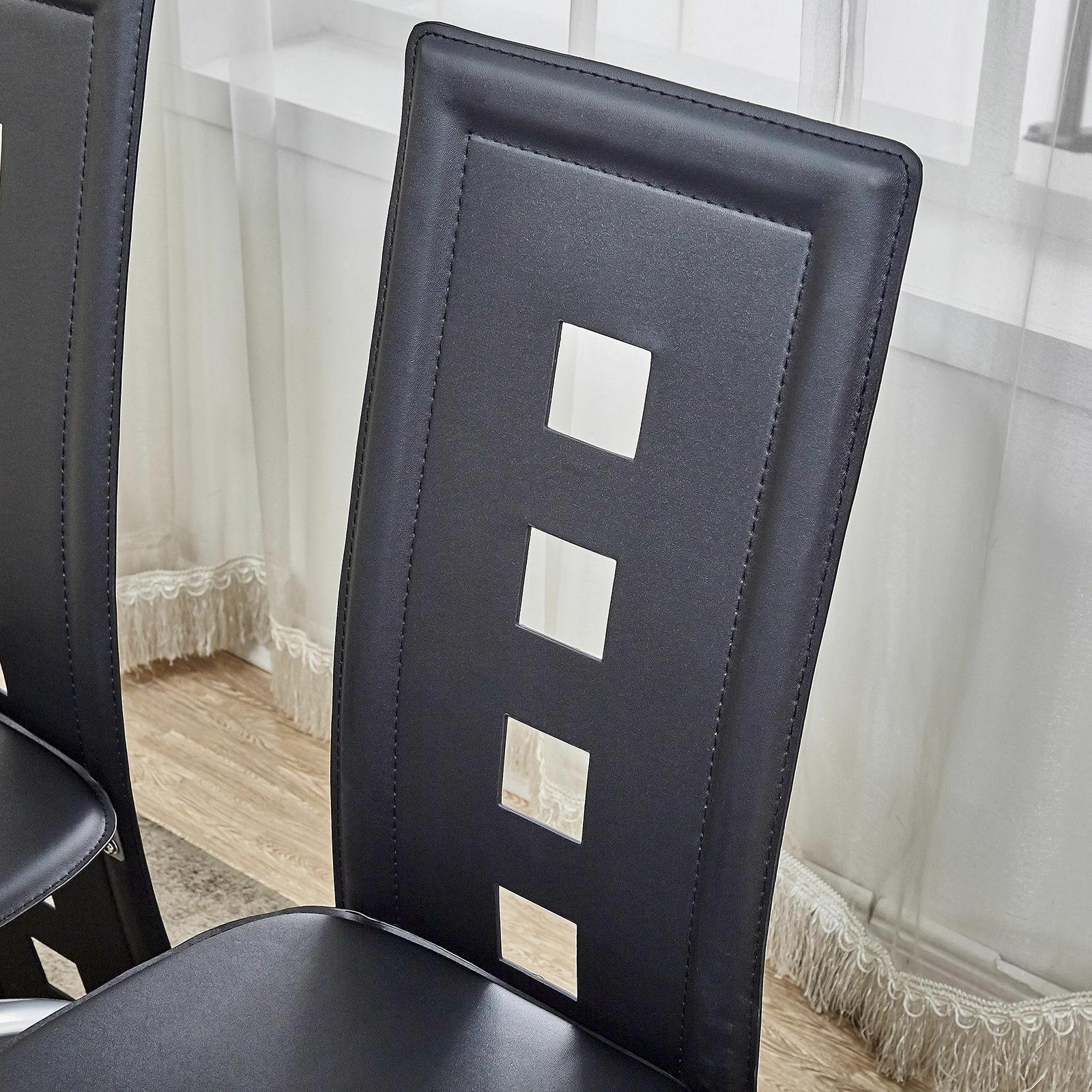 5 Piece Dining Set Glass Top Table and 4 Leather Chair for Kitchen Dining Room detailed image 5