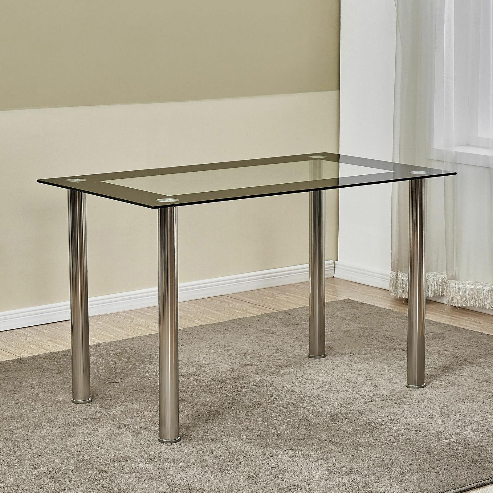 5 Piece Dining Set Glass Top Table and 4 Leather Chair for Kitchen Dining Room detailed image 2
