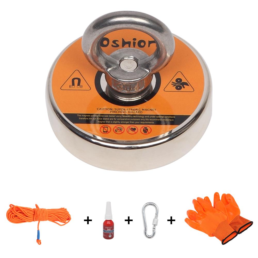 550/1100 LB Fishing Magnet Kit Strong Pull Force with Rope & Carabiner Gloves - Picture 12 of 17