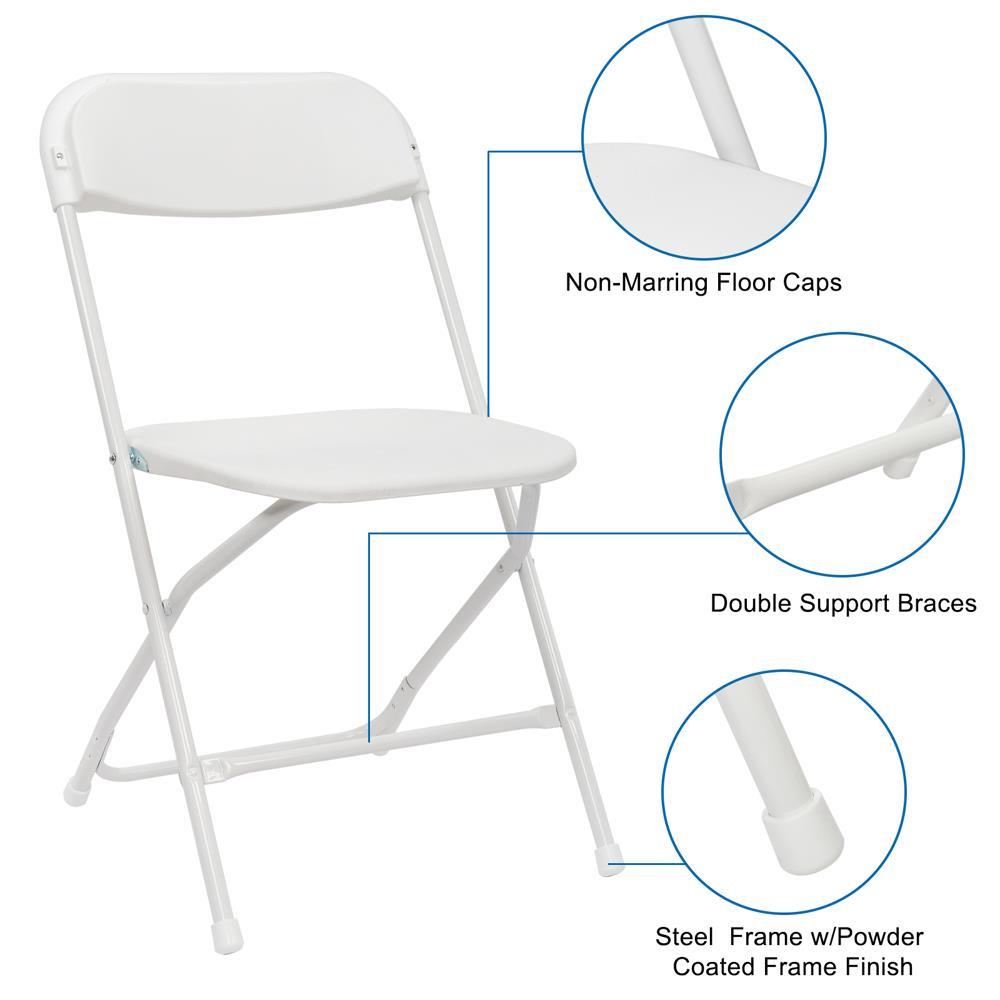 10 Pcs White Plastic Folding Chairs Stackable Wedding Party Dining Seats Garden - Picture 7 of 14