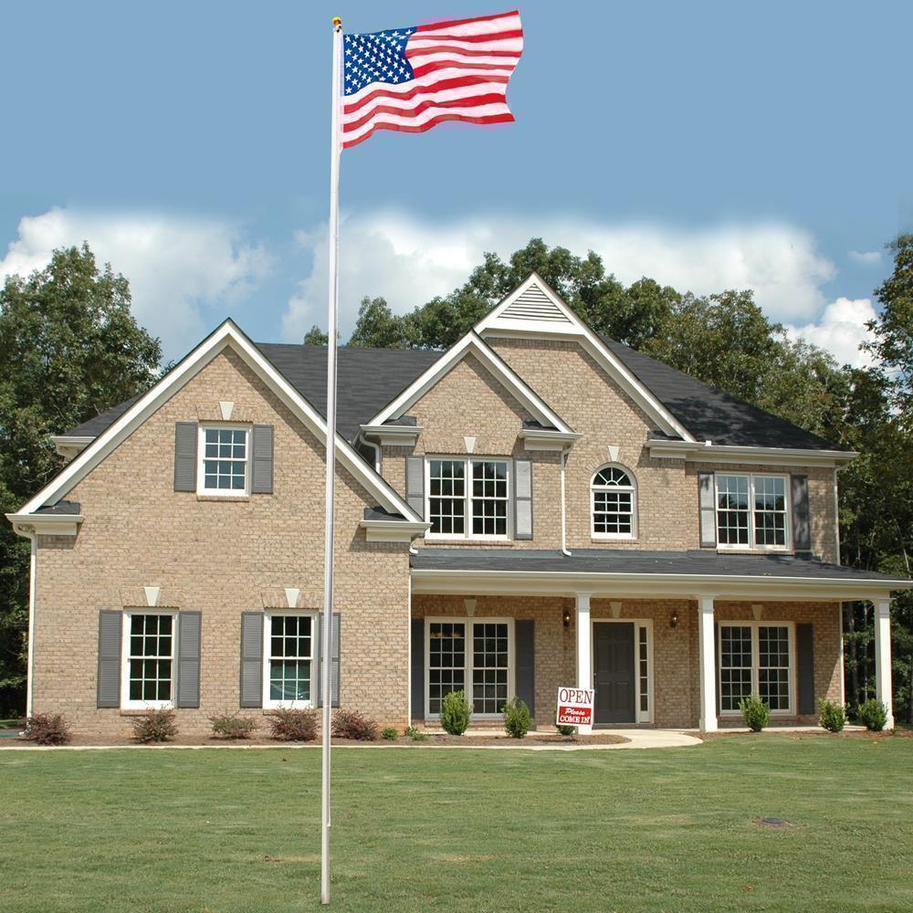 25/20 ft Outdoor Aluminum Sectional Halyard Pole US America Flag Flagpole Kit - Picture 7 of 8
