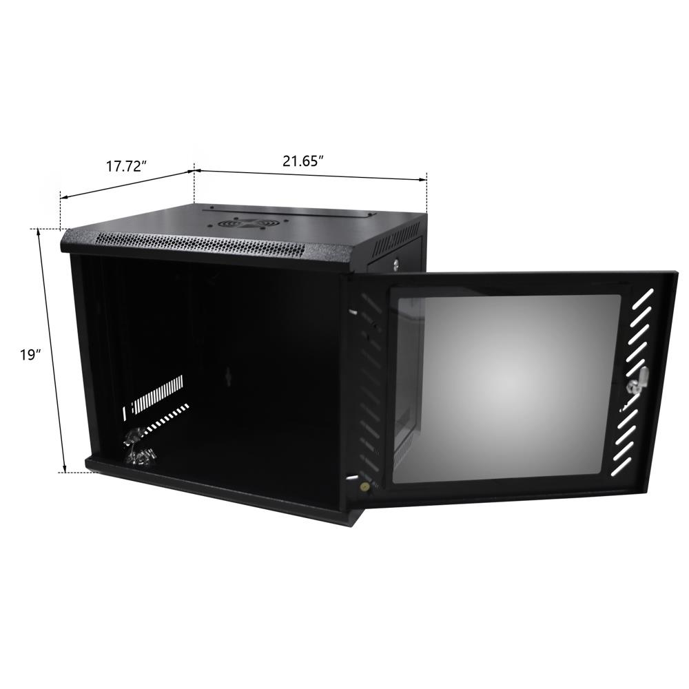 Wall Mount Network Server Data Cabinet Enclosure Rack Glass Door Lock with Fan