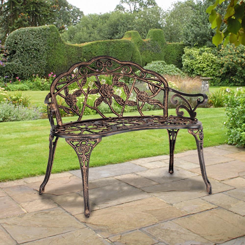 Metal Garden Bench 1-2 Seater Outdoor Patio Park Seating Furniture Home Seat UK
