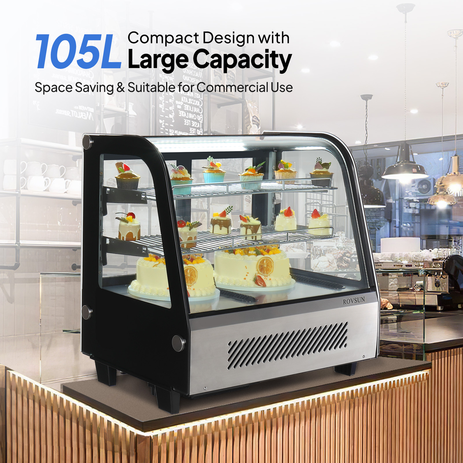 Countertop Refrigerated Display Case Commercial Refrigerator 3.7 Cu.Ft/4.2 Cu.Ft - Picture 12 of 17