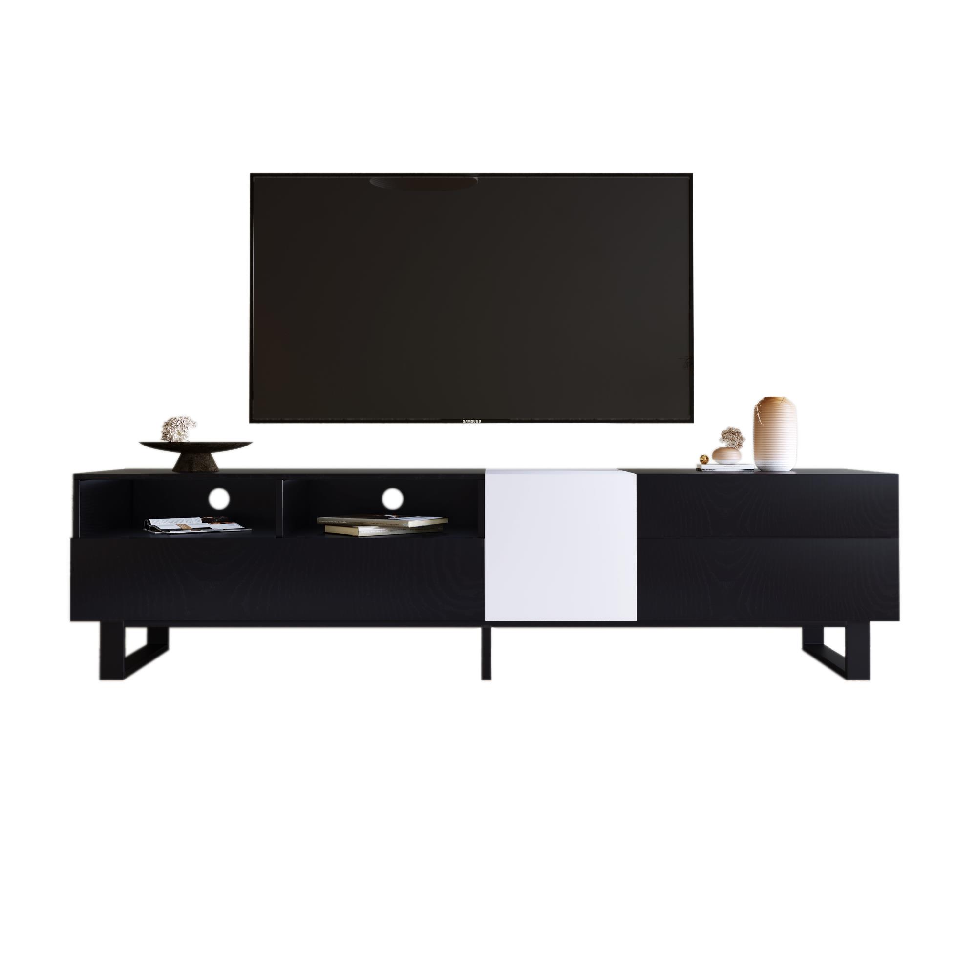 Modern TV Stand for 80'' TV with Double Storage Space
