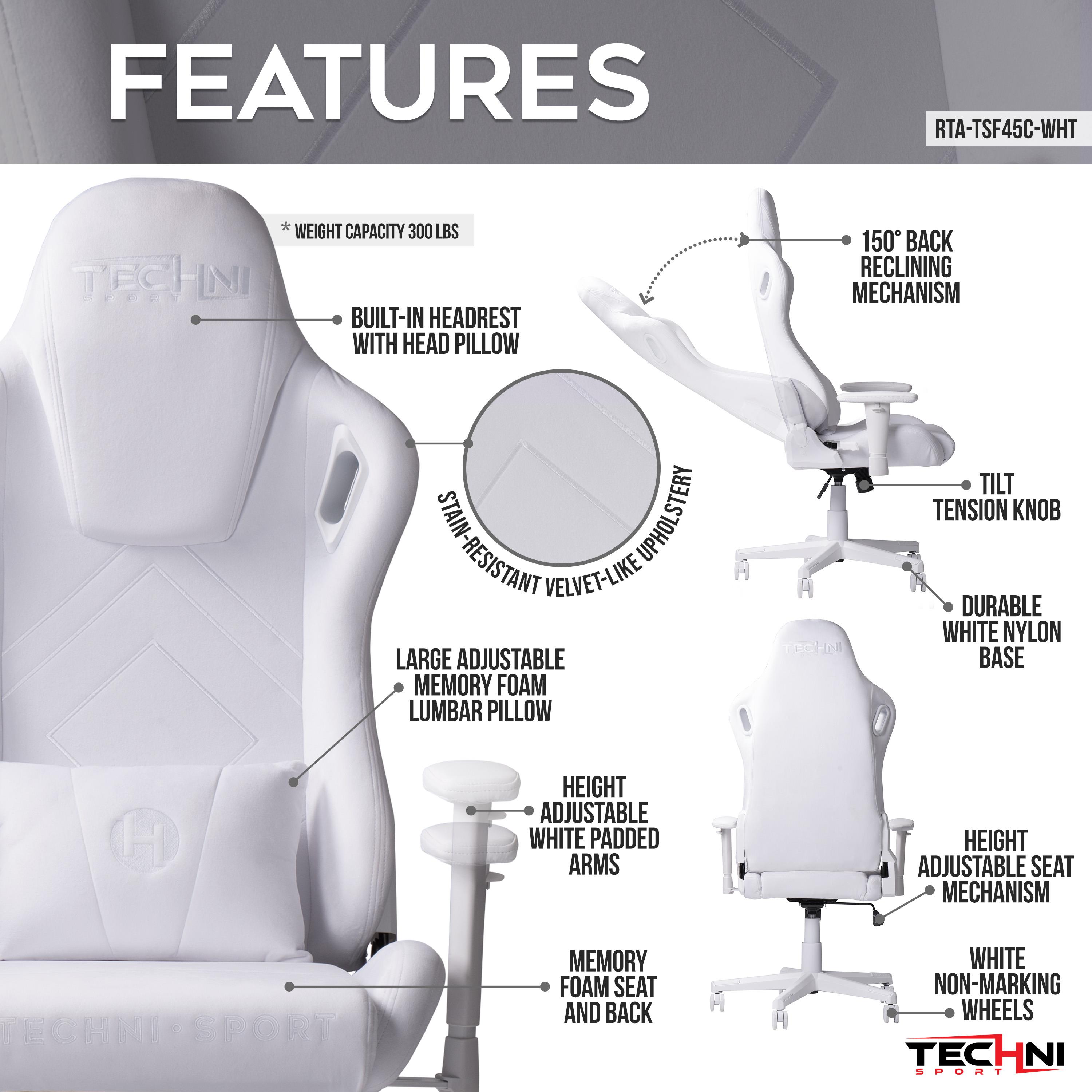 Techni Sport Velvet Memory Foam Gaming Chair