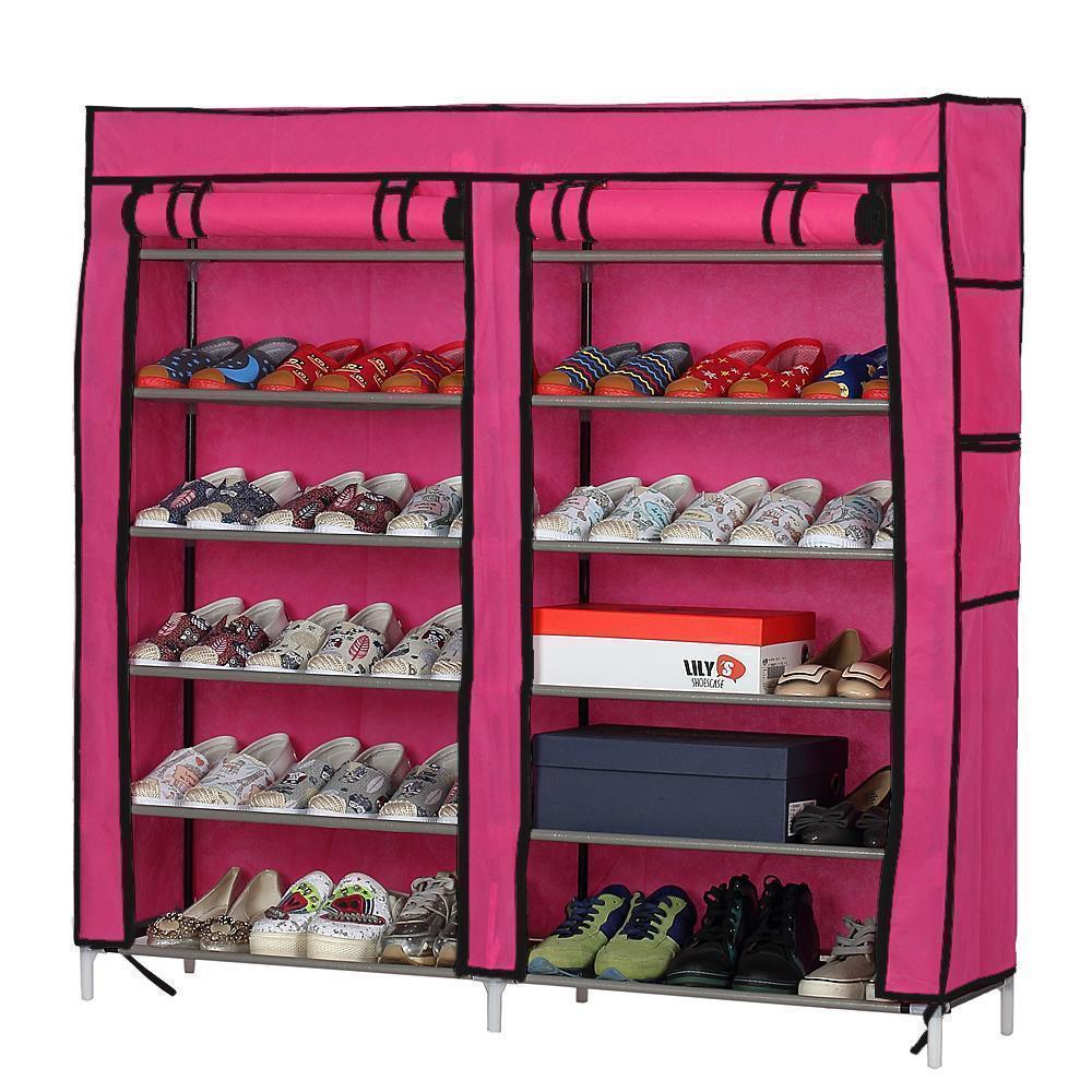 6 Tier 12 Row Home Shoe Rack Shelf Storage Closet Organizer Cabinet Portable - Picture 7 of 10