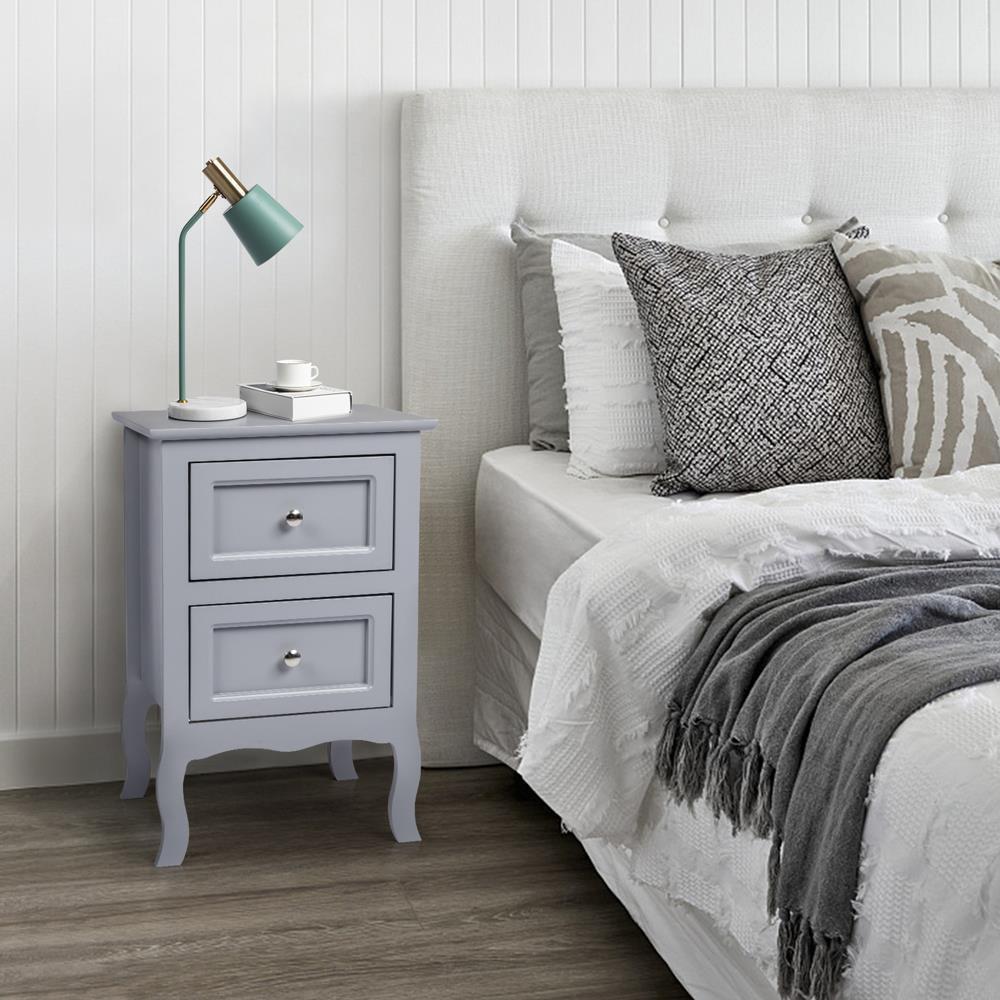 Set of 2 Nightstand Bedside End Table Shelf with 2 Drawers Bedroom Furniture