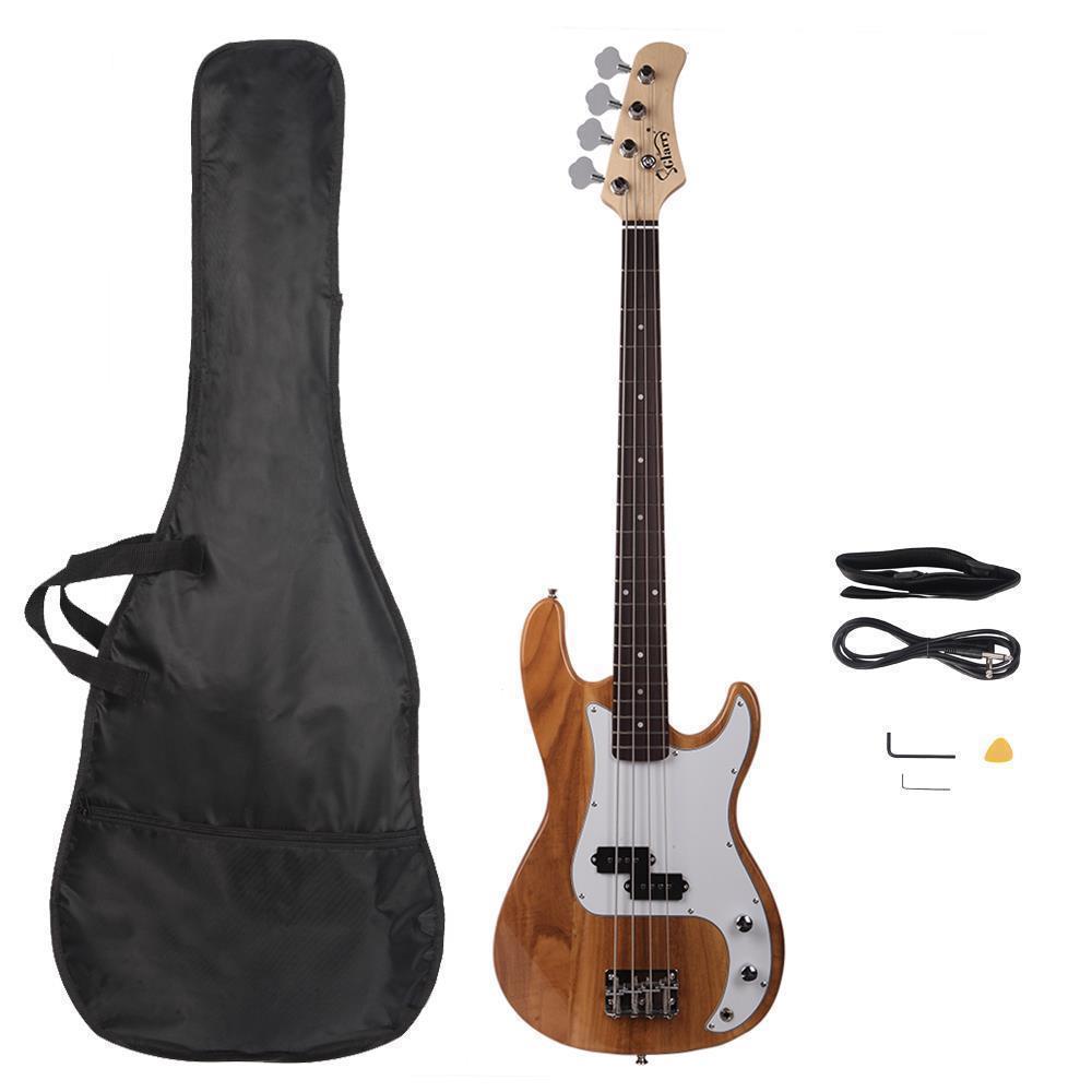 Color:Wood Color:New 8 Colors Glarry GP 4 Strings Electric Bass Guitar + Cord + Wrench