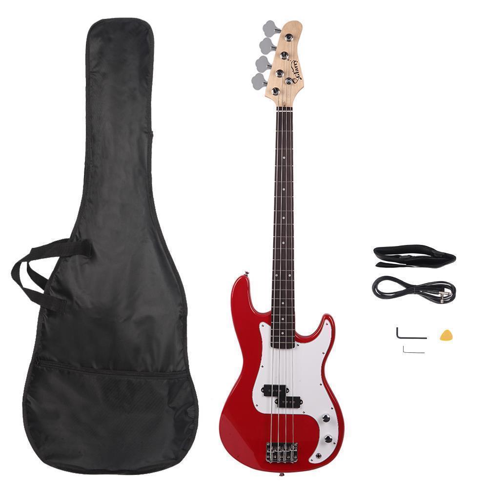 Color:Red:New 8 Colors Glarry GP 4 Strings Electric Bass Guitar + Cord + Wrench
